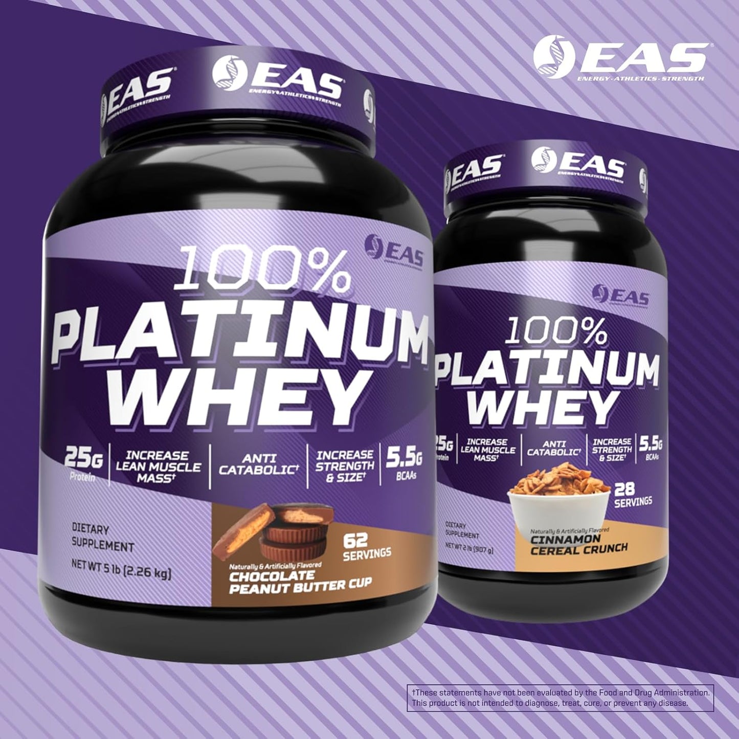 Platinum Whey Protein Blend for Size & Strength | 25g Protein, 5.5g BCAAs | 5lb Strawberry Ice Cream Flavor