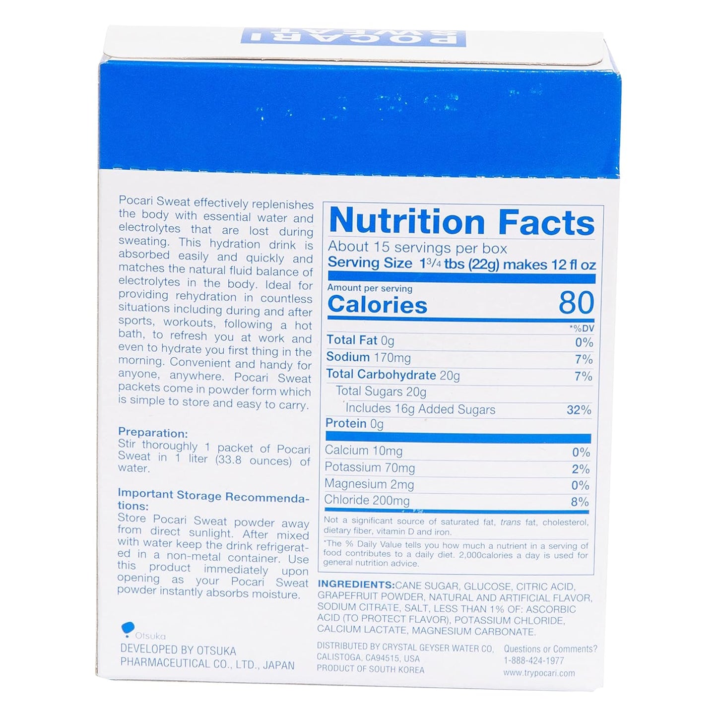 Pocari Sweat Powder - 20 Boxes, 5 Packets Each, 100 Total Packets, New in USA, Replenish Water & Electrolytes, Smart Hydration Drink from Japan