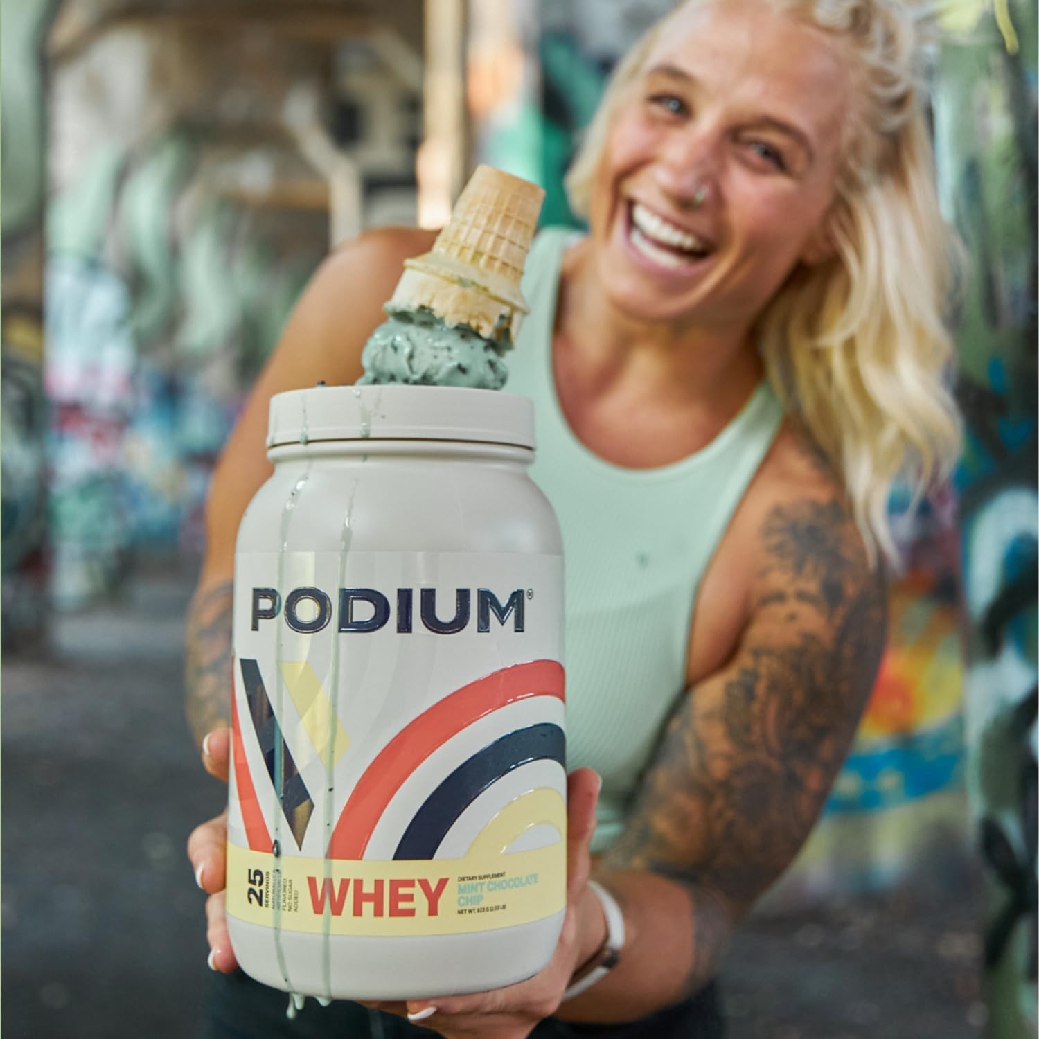 Podium Nutrition Mint Chocolate Chip Whey Protein Powder - 25 Servings, 25g Protein per Serving - Gluten & Soy Free