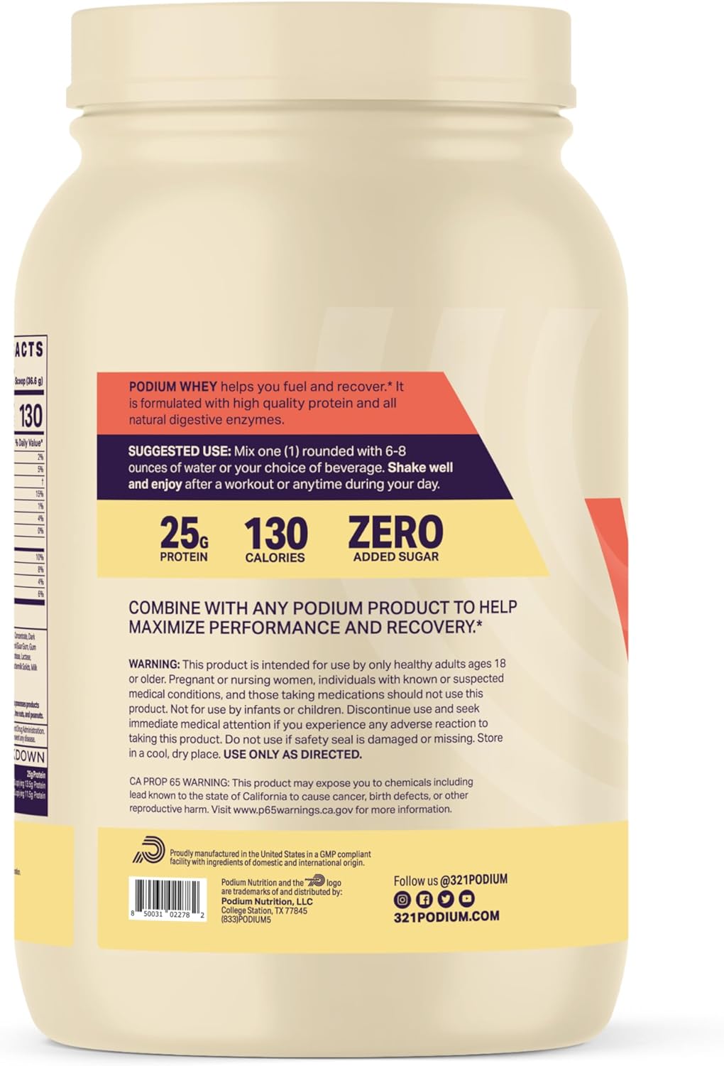 Podium Nutrition Mint Chocolate Chip Whey Protein Powder - 25 Servings, 25g Protein per Serving - Gluten & Soy Free