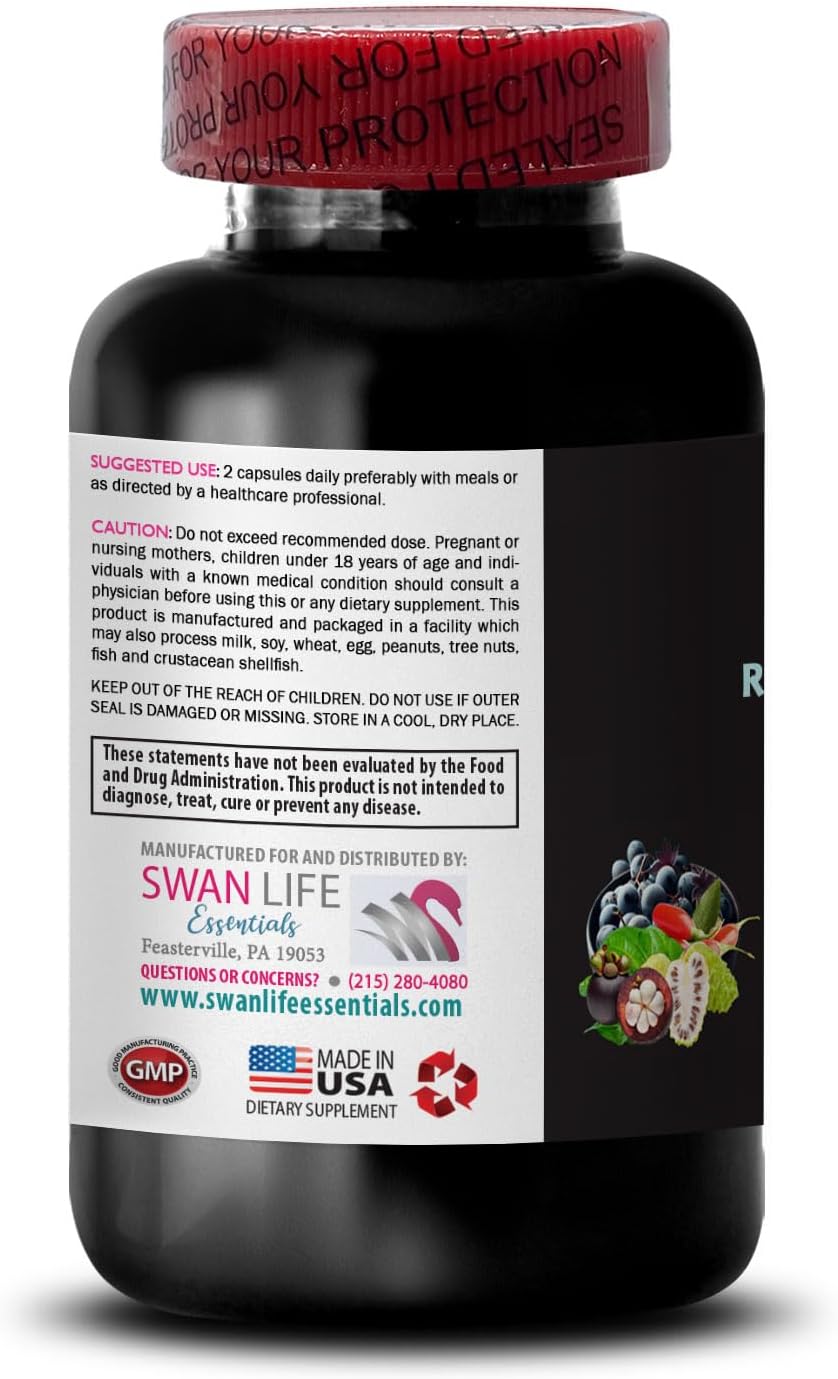 Pomegranate and Resveratrol Antioxidant Complex for Daily Energy Boost - 2 Bottles of 120 Capsules