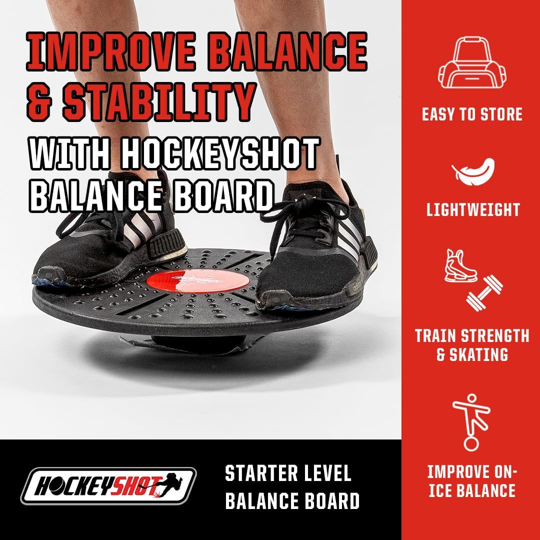 Portable HockeyShot Balance Board for Skating, Strength & Balance Training - Off-Ice Skills Development for Kids & Adults