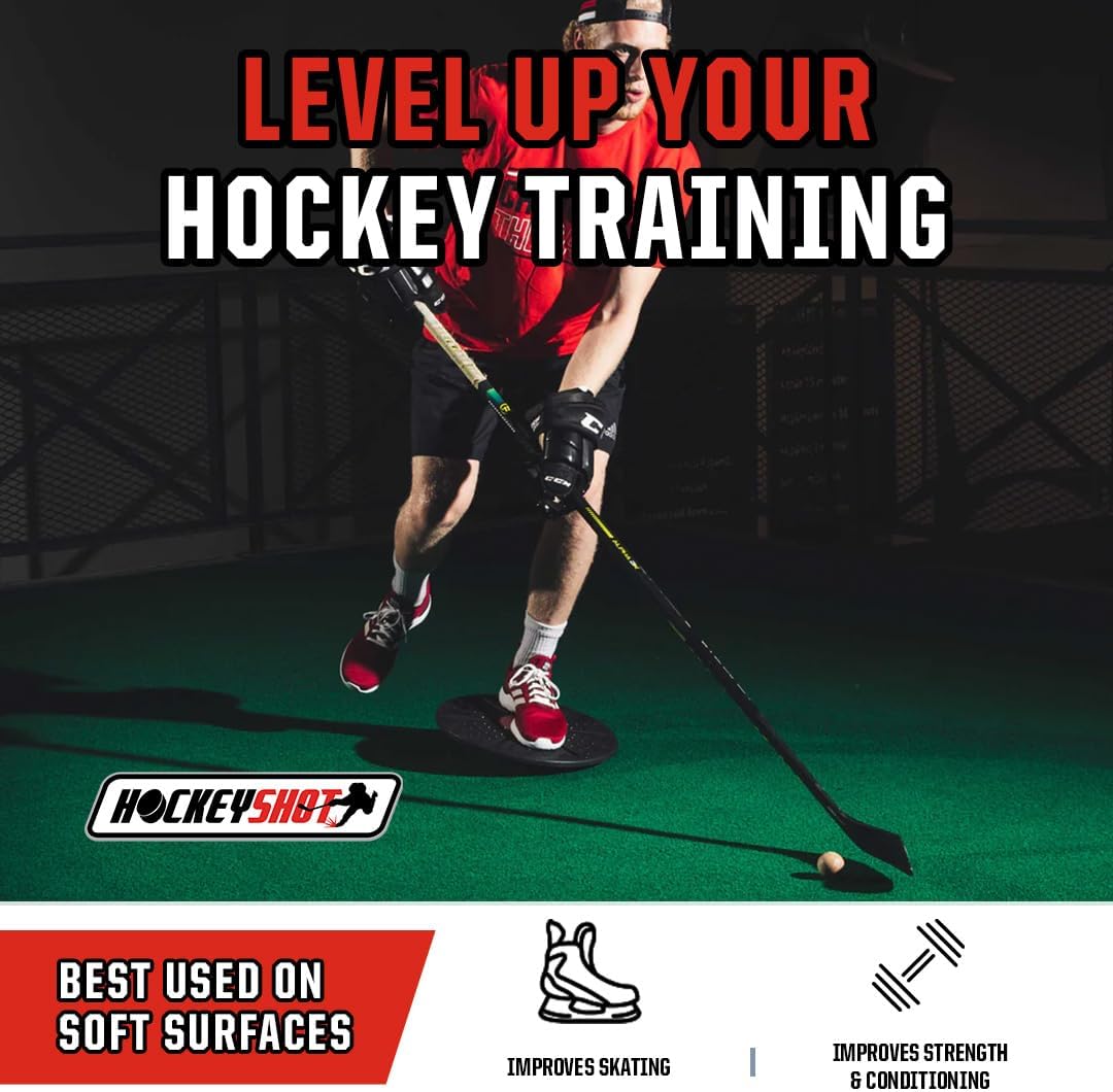 Portable HockeyShot Balance Board for Skating, Strength & Balance Training - Off-Ice Skills Development for Kids & Adults
