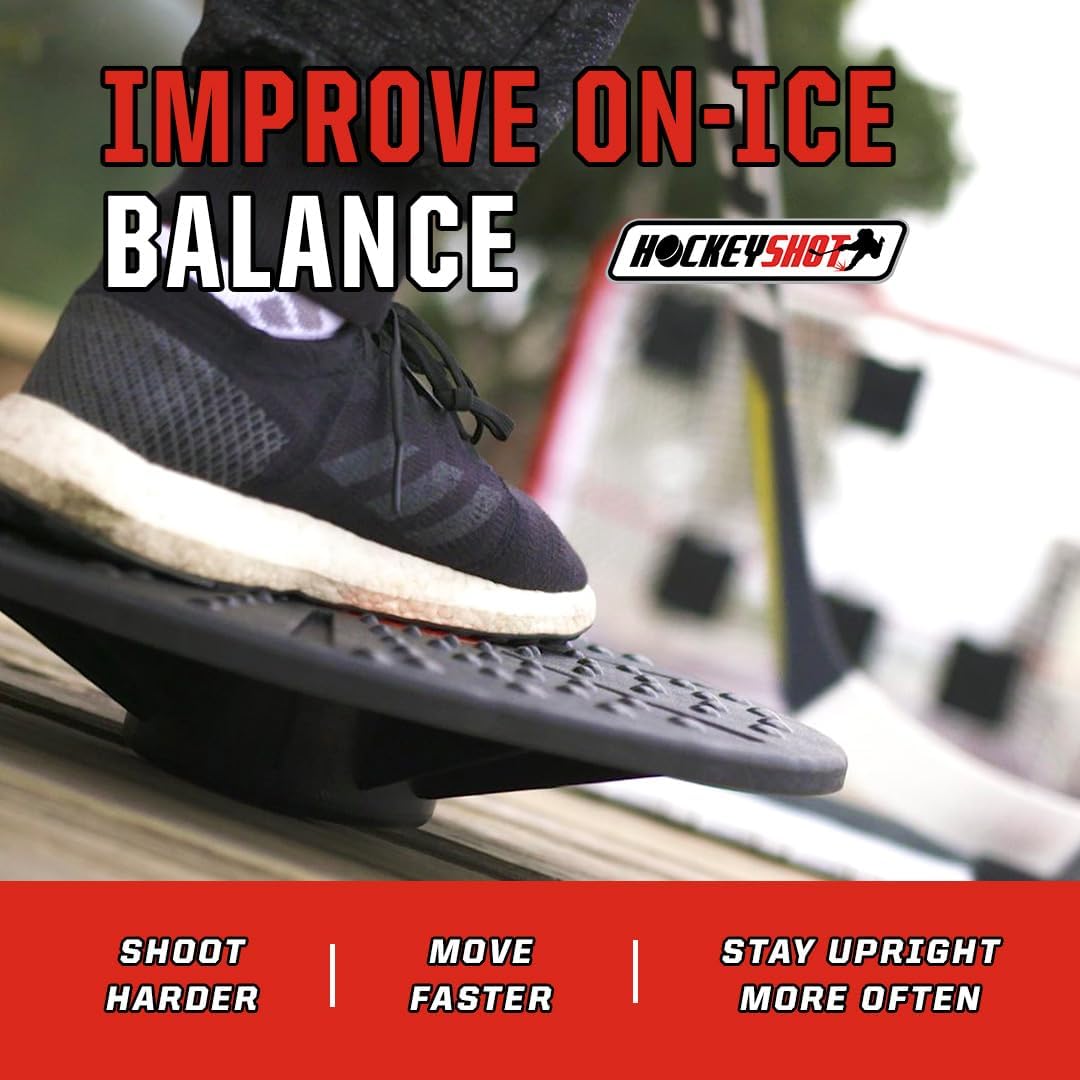 Portable HockeyShot Balance Board for Skating, Strength & Balance Training - Off-Ice Skills Development for Kids & Adults