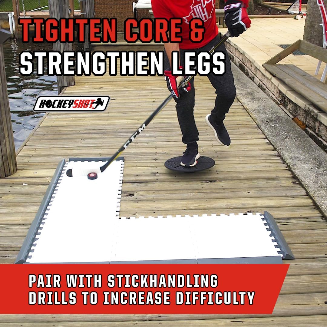 Portable HockeyShot Balance Board for Skating, Strength & Balance Training - Off-Ice Skills Development for Kids & Adults