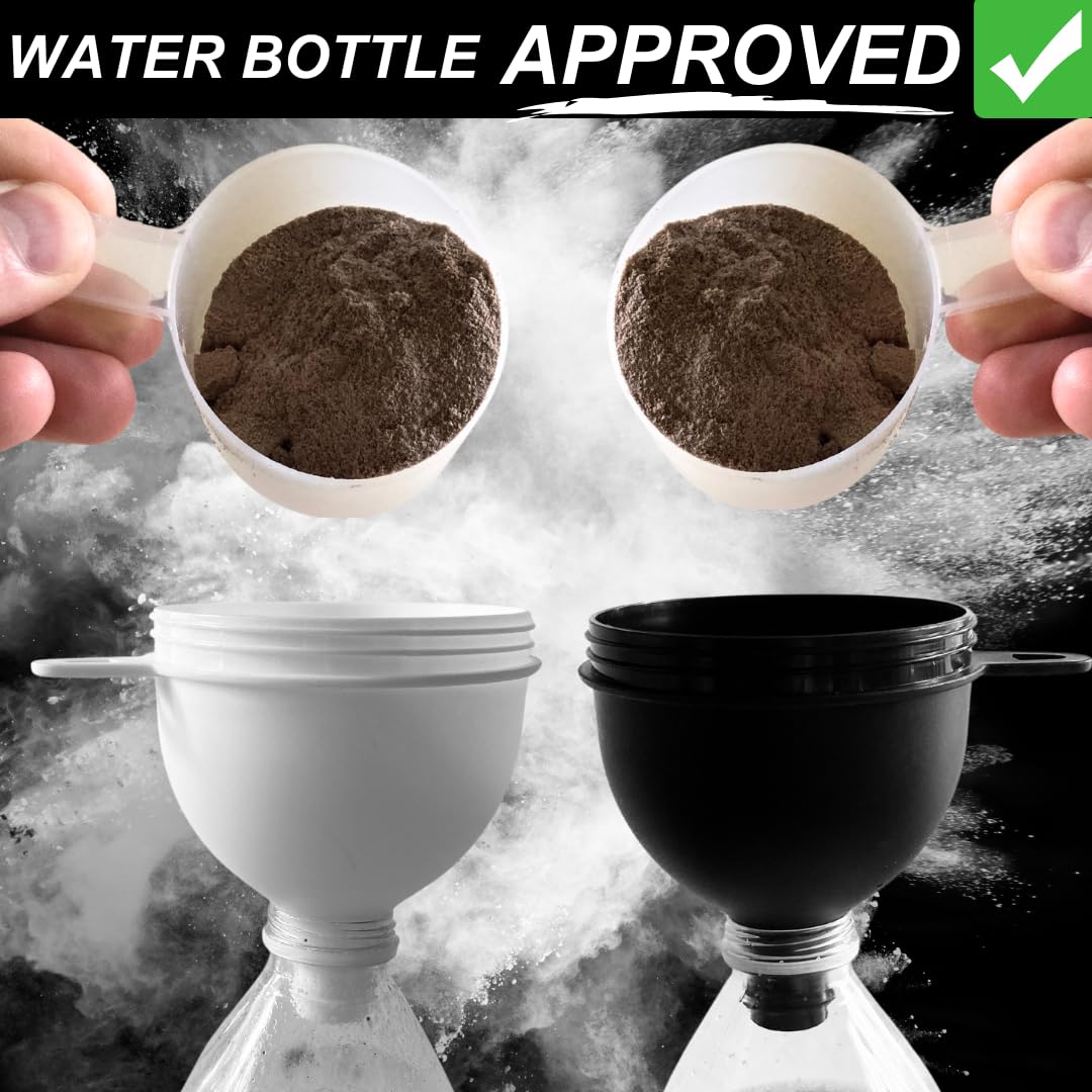 Portable Protein Powder Funnel Set - 4 Pack Water Bottle Funnels - Ideal for Pre-Workout, BCAA's, Protein | Mess-Free Keychain Container for Fitness, Travel