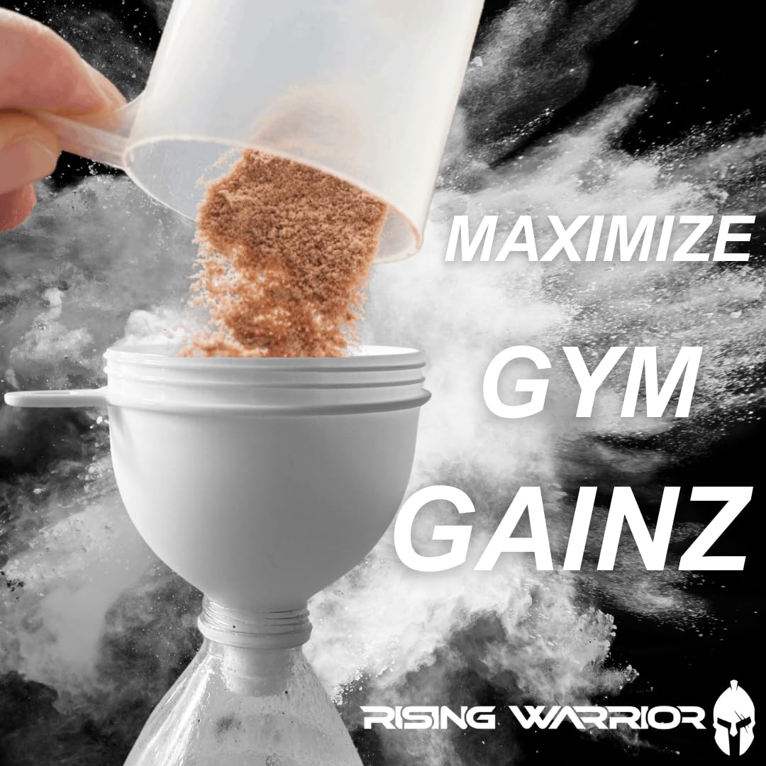 Portable Protein Powder Funnel Set - 4 Pack Water Bottle Funnels - Ideal for Pre-Workout, BCAA's, Protein | Mess-Free Keychain Container for Fitness, Travel