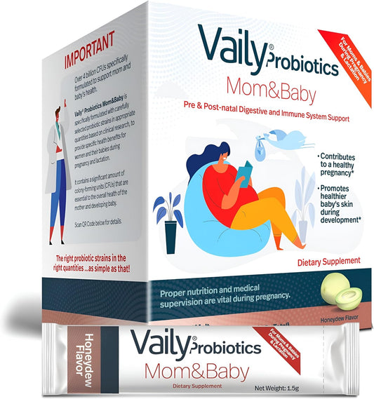 Postnatal Probiotic Powder for Mom & Baby - Immune & Digestive Support - Healthy Baby Skin - Prenatal Essentials - 30 Sticks
