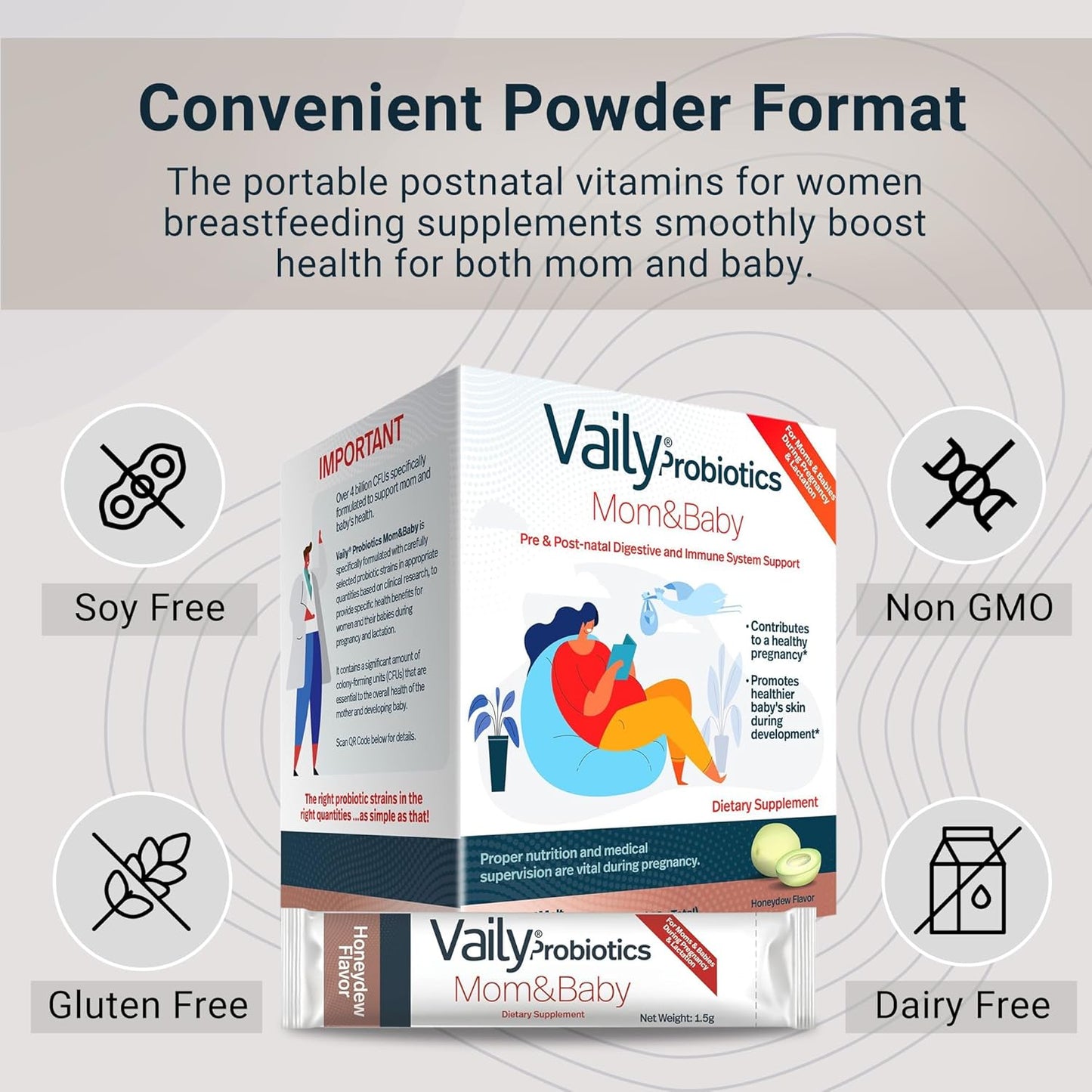 Postnatal Probiotic Powder for Mom & Baby - Immune & Digestive Support - Healthy Baby Skin - Prenatal Essentials - 30 Sticks