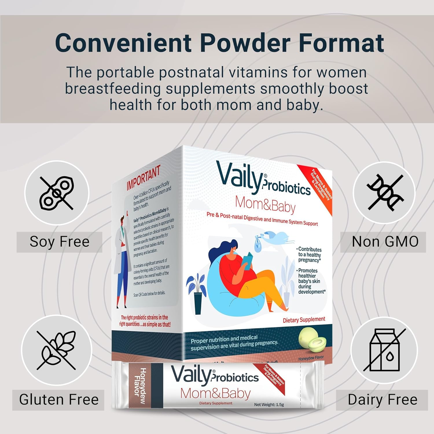 Postnatal Probiotic Powder for Mom & Baby - Immune & Digestive Support - Healthy Baby Skin - Prenatal Essentials - 30 Sticks
