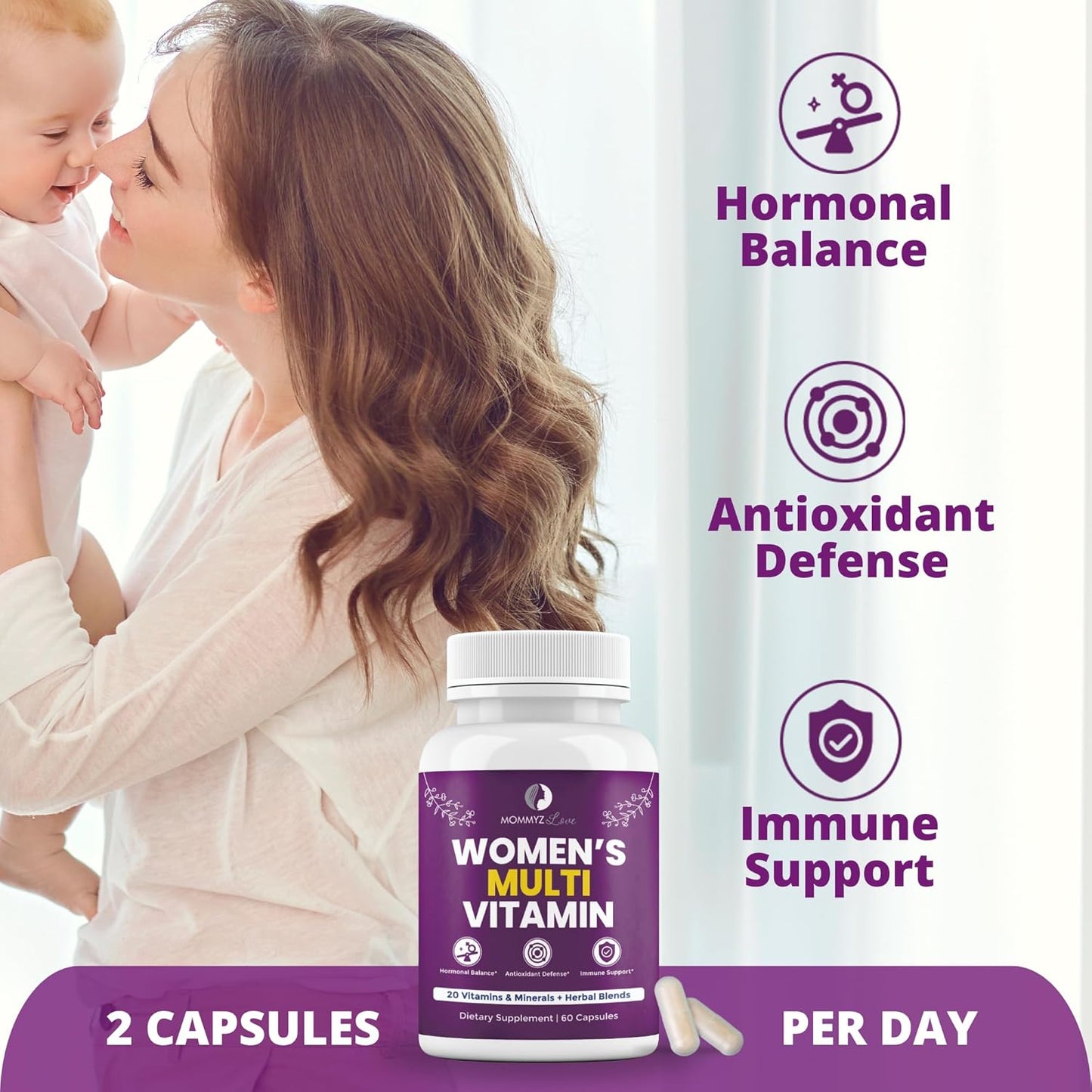 Postpartum Hair Loss Vitamin Gummies with Biotin for Hair Growth, Skin Radiance, and Strong Nails - Women's Daily Multivitamins for Health, Energy, Focus, and Mood