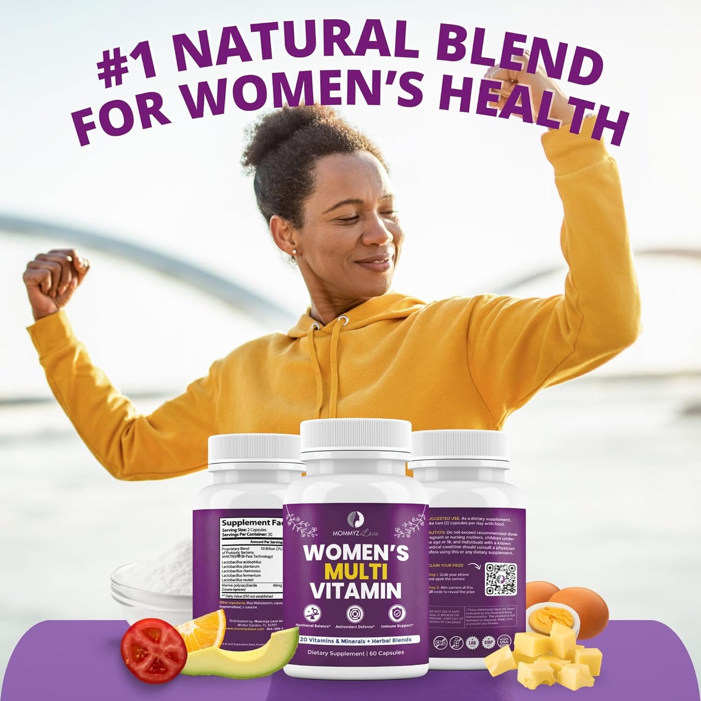 Postpartum Hair Loss Vitamin Gummies with Biotin for Hair Growth, Skin Radiance, and Strong Nails - Women's Daily Multivitamins for Health, Energy, Focus, and Mood