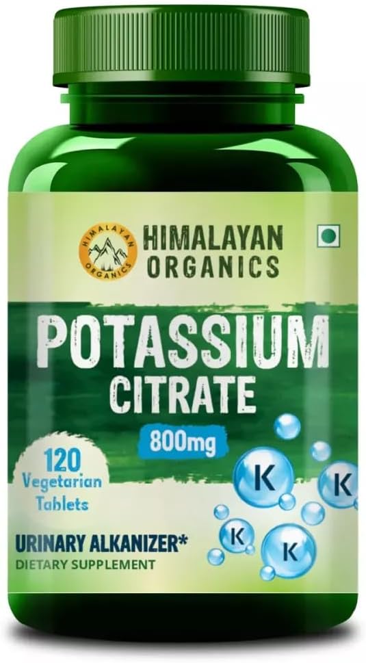 Potassium Citrate 800mg Tablets for Nerve, Muscle, Joint, and Bone Health - 120 Veg Capsules - Men & Women Support - Muralidhar Exporters