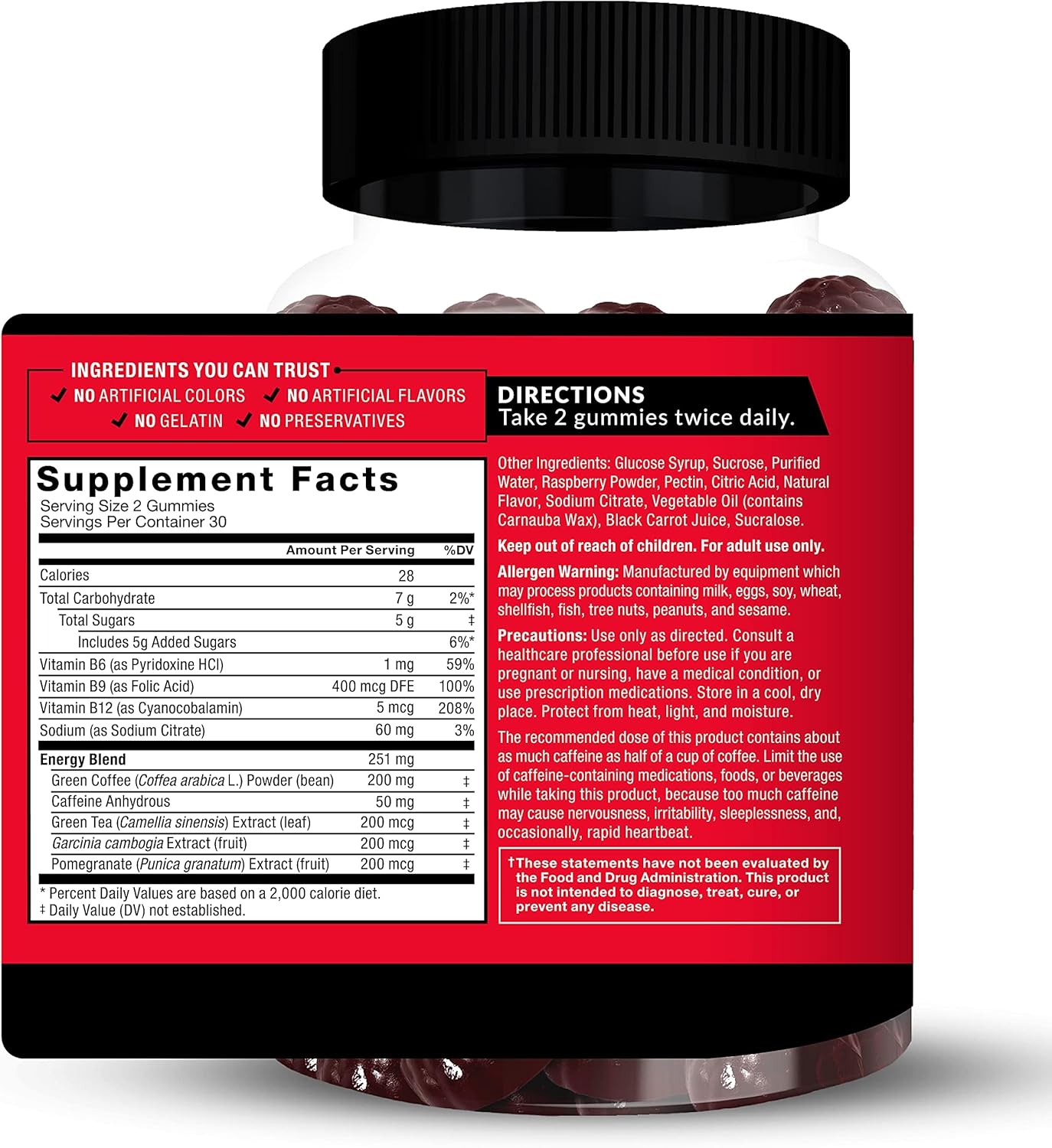 Power Up with Force Factor LeanFire Thermo Gummies - Energy Boosting Pre Workout Gummies with B12 Vitamins, Caffeine, Green Coffee Bean - 60 Gummies