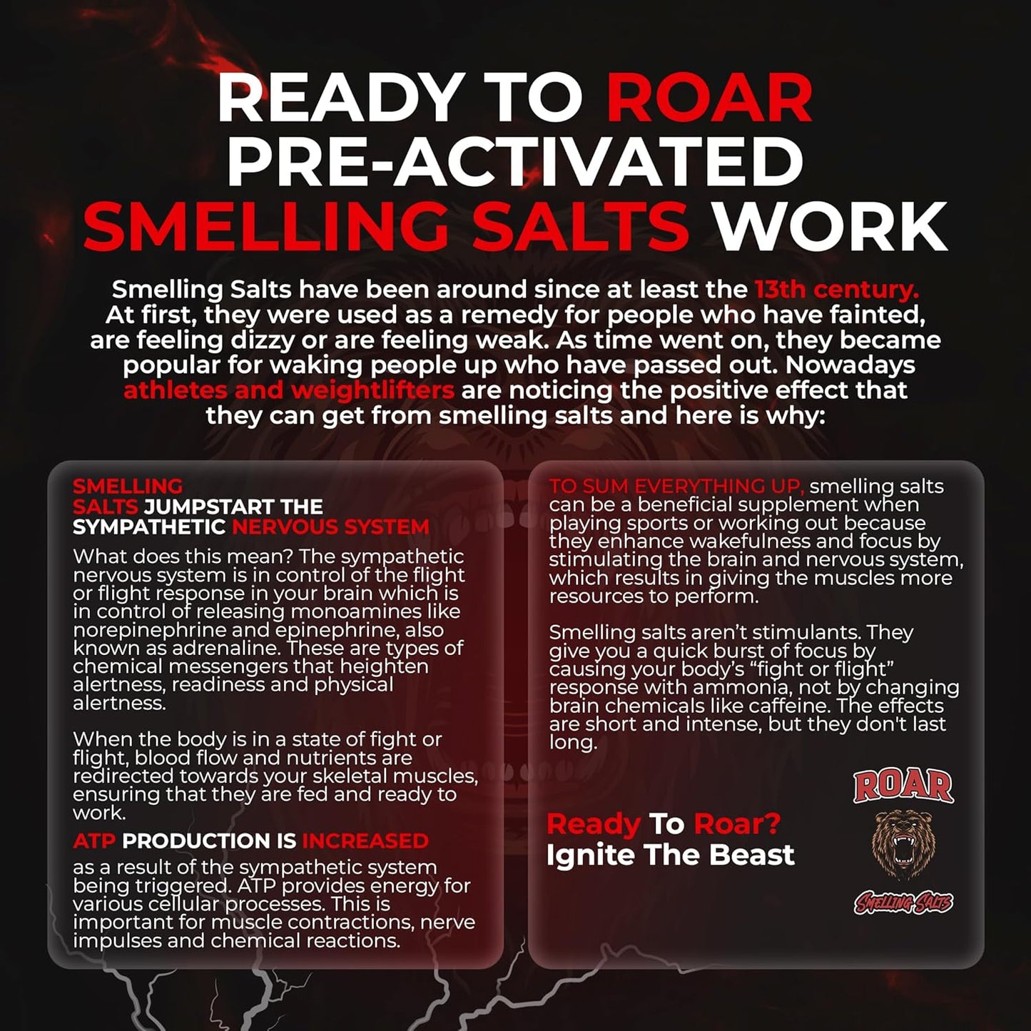 Powerful USA-Made Smelling Salts for Athletes | Premium Pre-Activated Ammonia Inhalant for Powerlifting, Hockey, Football, Weightlifting | Strong and Long-Lasting Formula