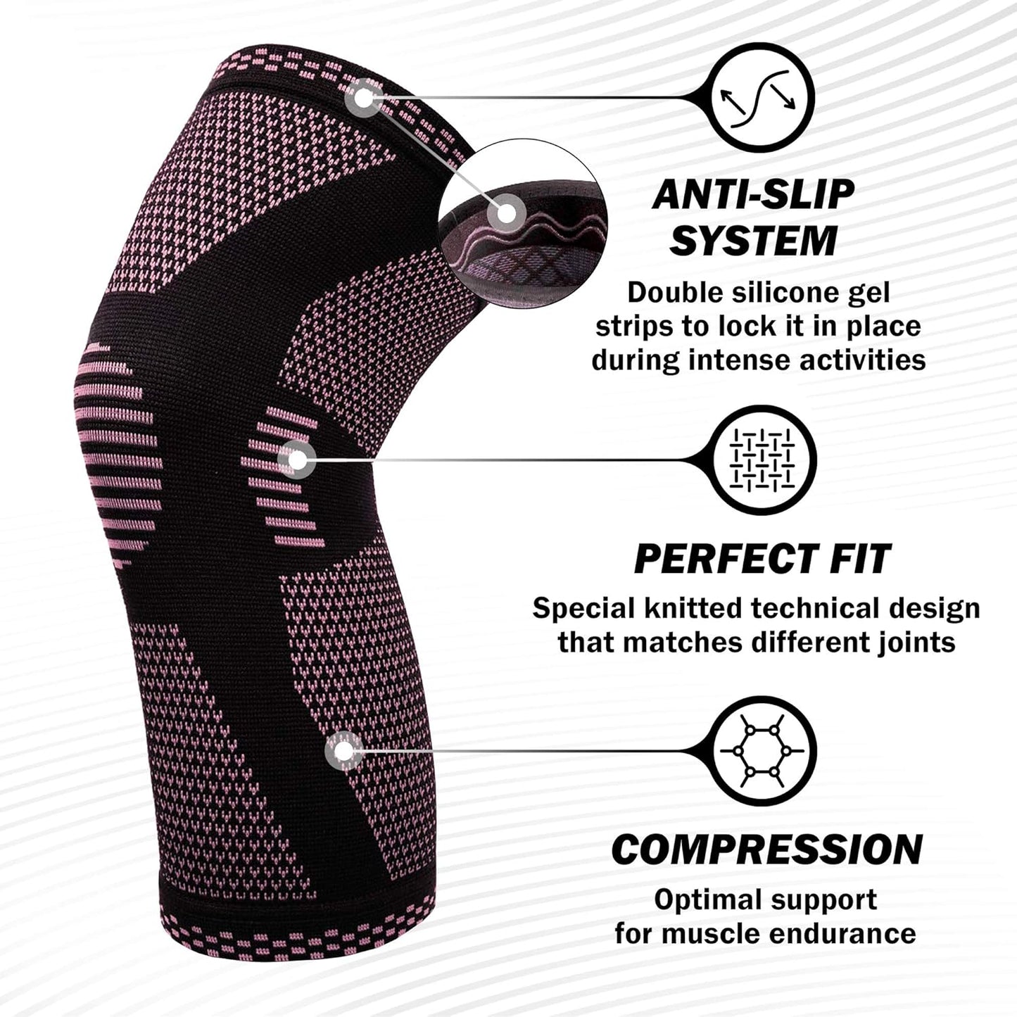 POWERLIX Leg Sleeve - Top Knee Brace for Leg Pain and Support in Running, Basketball, Volleyball, Weightlifting, Gym - Unisex Sizes Available