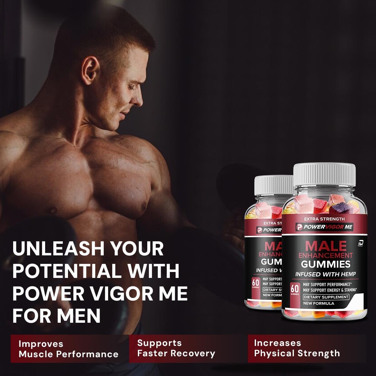 PowerVigorMe metabolism booster Gummies for Men - Official Formula with Natural metabolism booster Oil for Power and Vigor - 60 Gummies