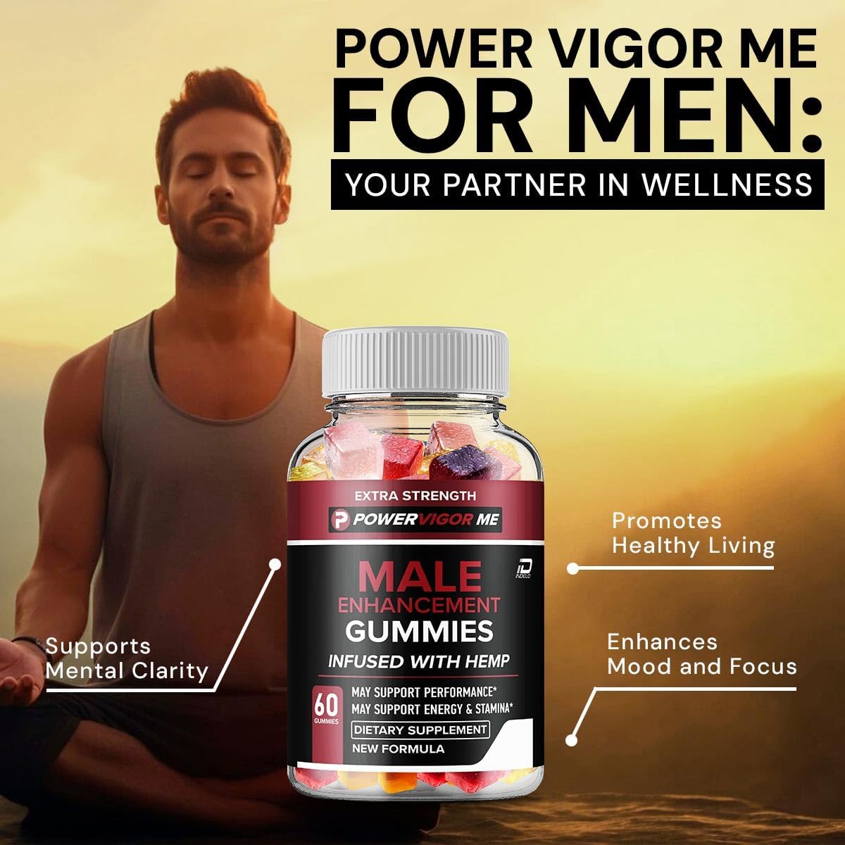 PowerVigorMe metabolism booster Gummies for Men - Official Formula with Natural metabolism booster Oil for Power and Vigor - 60 Gummies