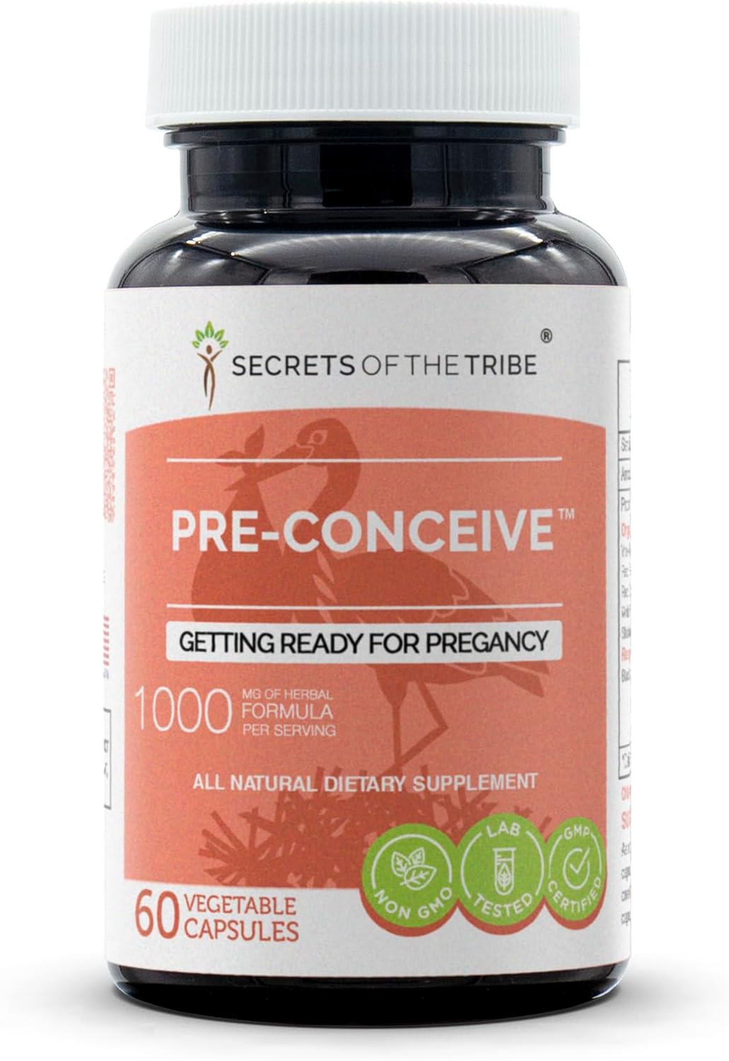 Pre-Conceive Herbal Supplement Capsules - Vitex, Red Raspberry, Black Cohosh, Red Clover, White Peony, Shatavari, 500mg - Prepare for Pregnancy with Natural Ingredients
