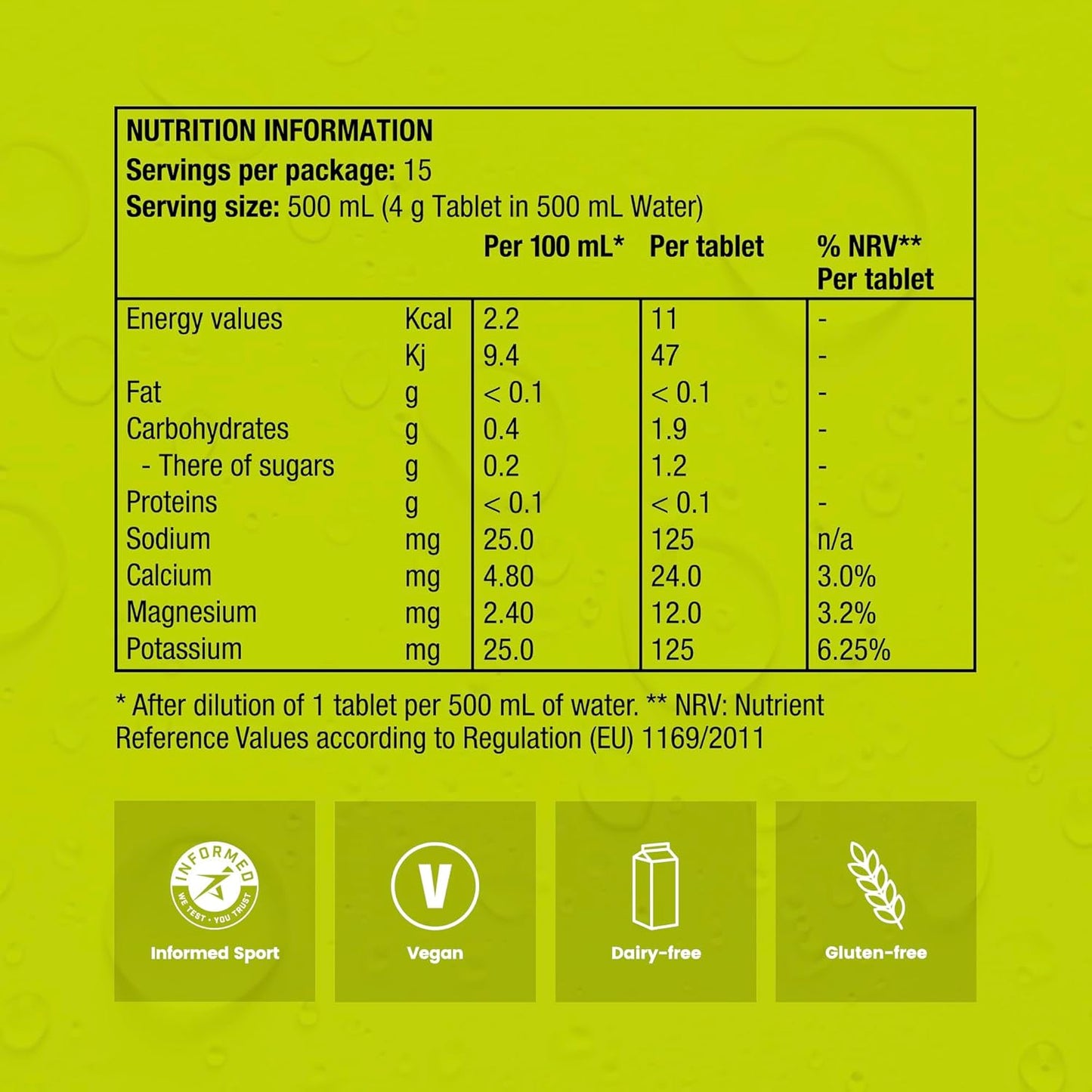 Precision Hydration Electrolyte Drink Tablets - Low Calorie, Gluten Free, Vegan/Vegetarian Friendly - 12 Tubes, 250mg/L - Green Tube