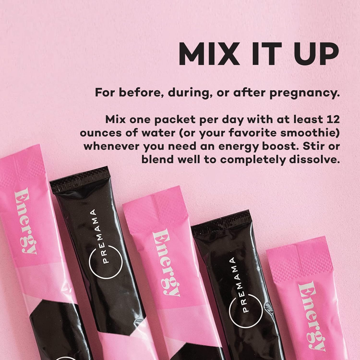 Premama Prenatal Vitamin Energy Boost Drink Mix & Fertility Support Bundle, Omega 3, B Vitamins, DHA, Folate, 28 Servings