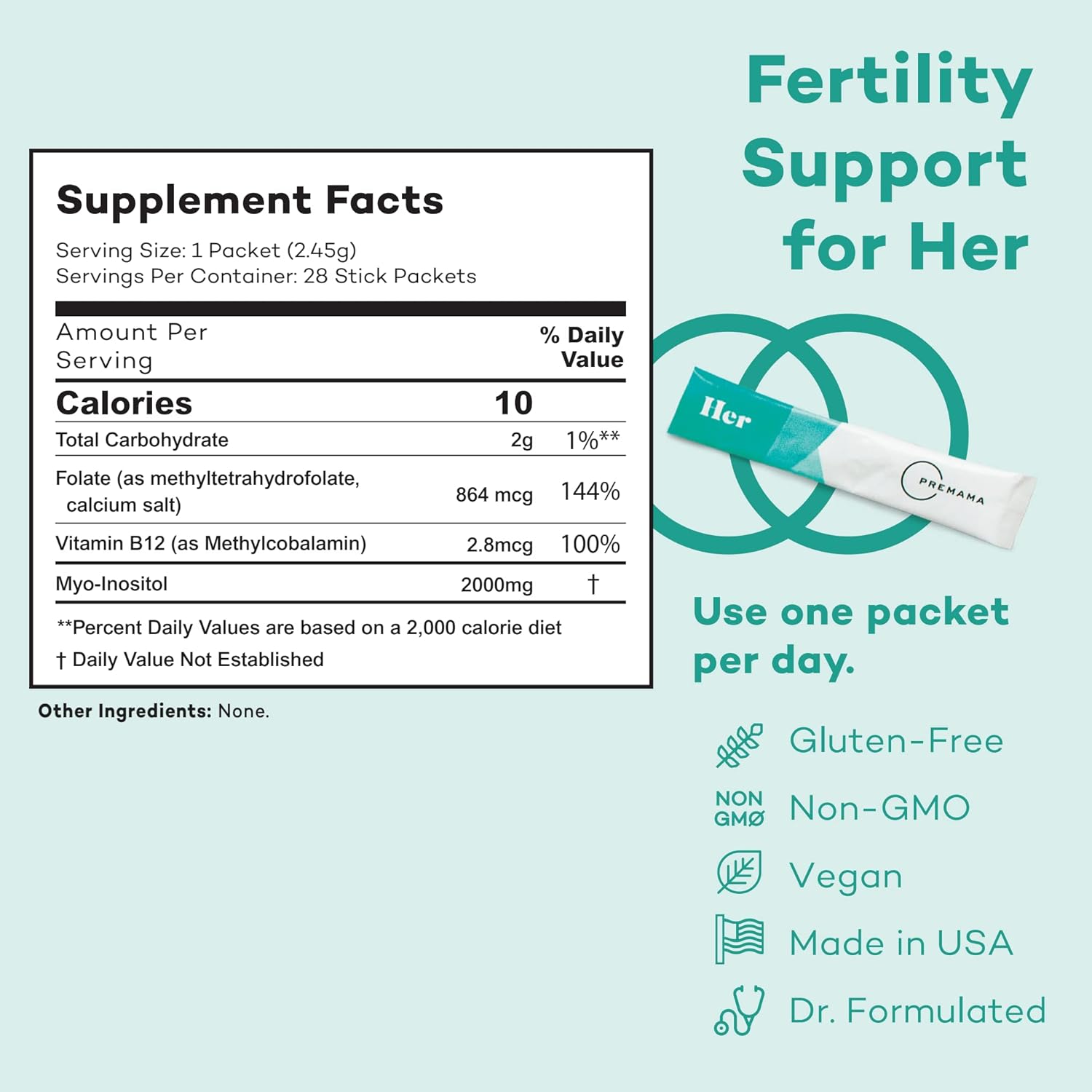 Premama Prenatal Vitamin Energy Boost Drink Mix & Fertility Support Bundle, Omega 3, B Vitamins, DHA, Folate, 28 Servings