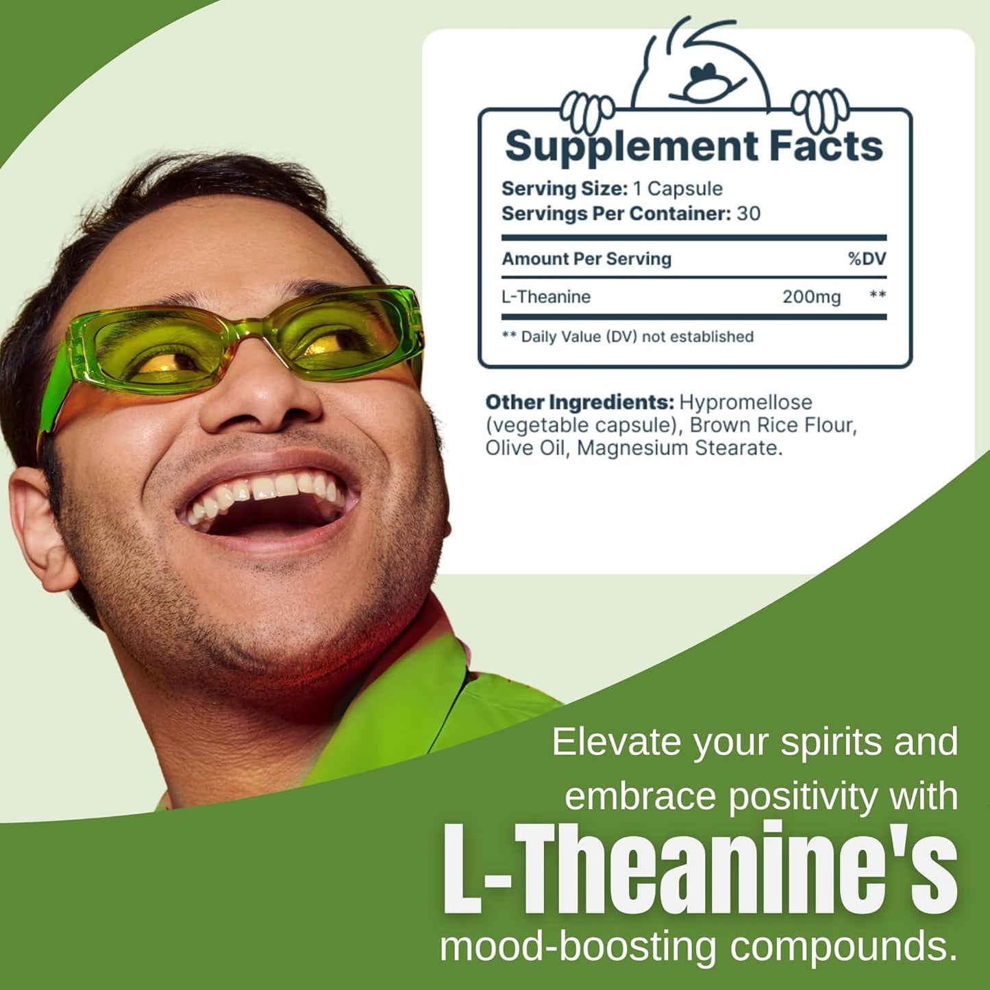 Premium 9DSC L-Theanine Supplement 200mg - 30 Capsules - Double Strength Formula for Relaxation and Sleep Aid - USA Made