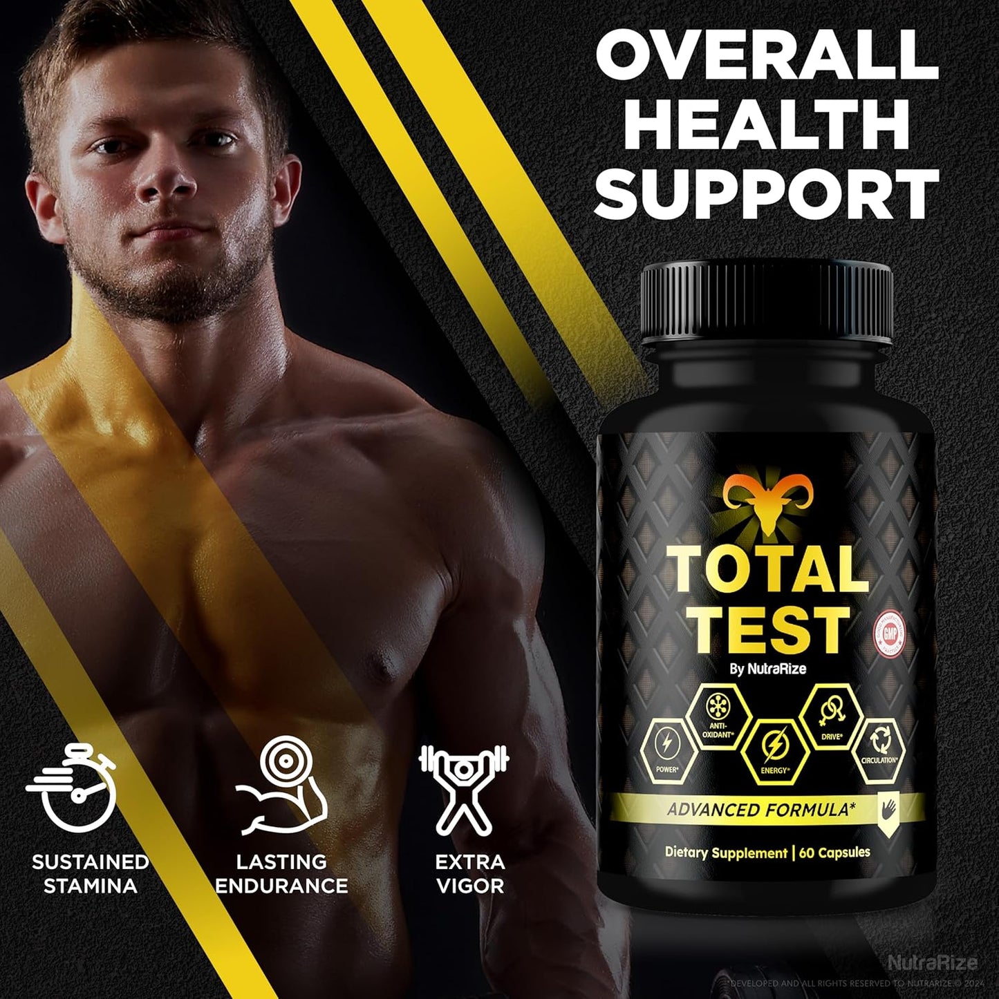 Premium All-Natural Total Test Pills for Peak Fitness: Muscle Gain, Energy, Wellness - Official Reviews (60 Capsules)