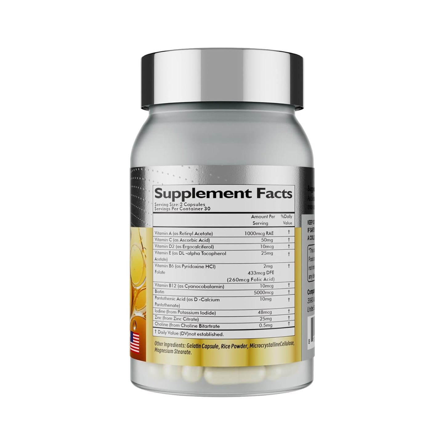 Premium Biotin Supplement for Hair Growth & Strong Nails - 5000 mcg with Vitamins C, E, B12, B6, A - USA Made - 240 Capsules