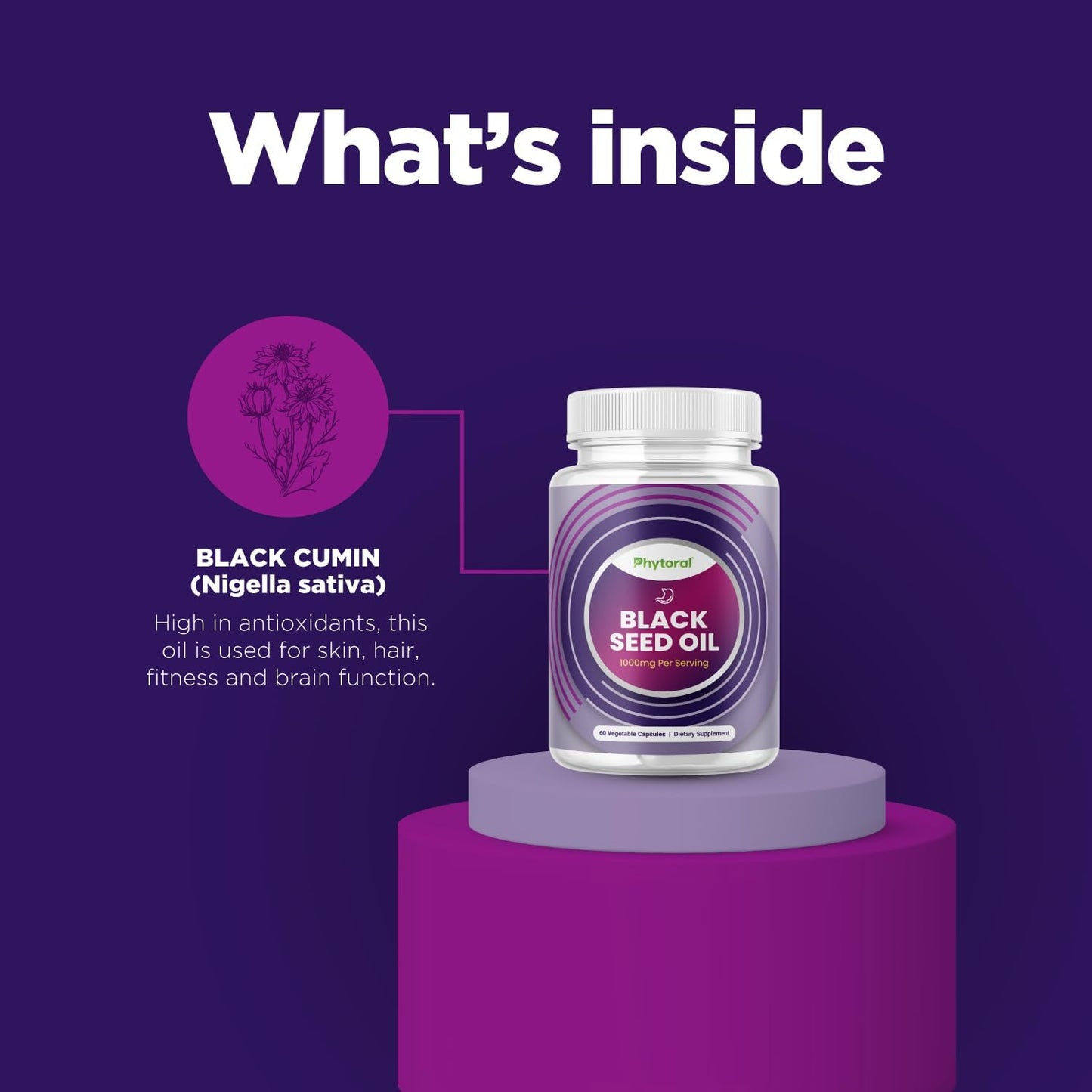 Premium Black Seed Oil Capsules - Digestive Health & Immune Support Supplement with Nigella Sativa - Antioxidant Brain Booster Capsules