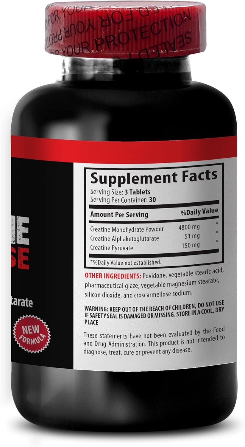 Premium Blend VIP VITAMINS Creatine Tri-phase Supplement for Men and Women - 90 Tablets - Monohydrate, Pyruvate, Alphaketoglutarate Formula