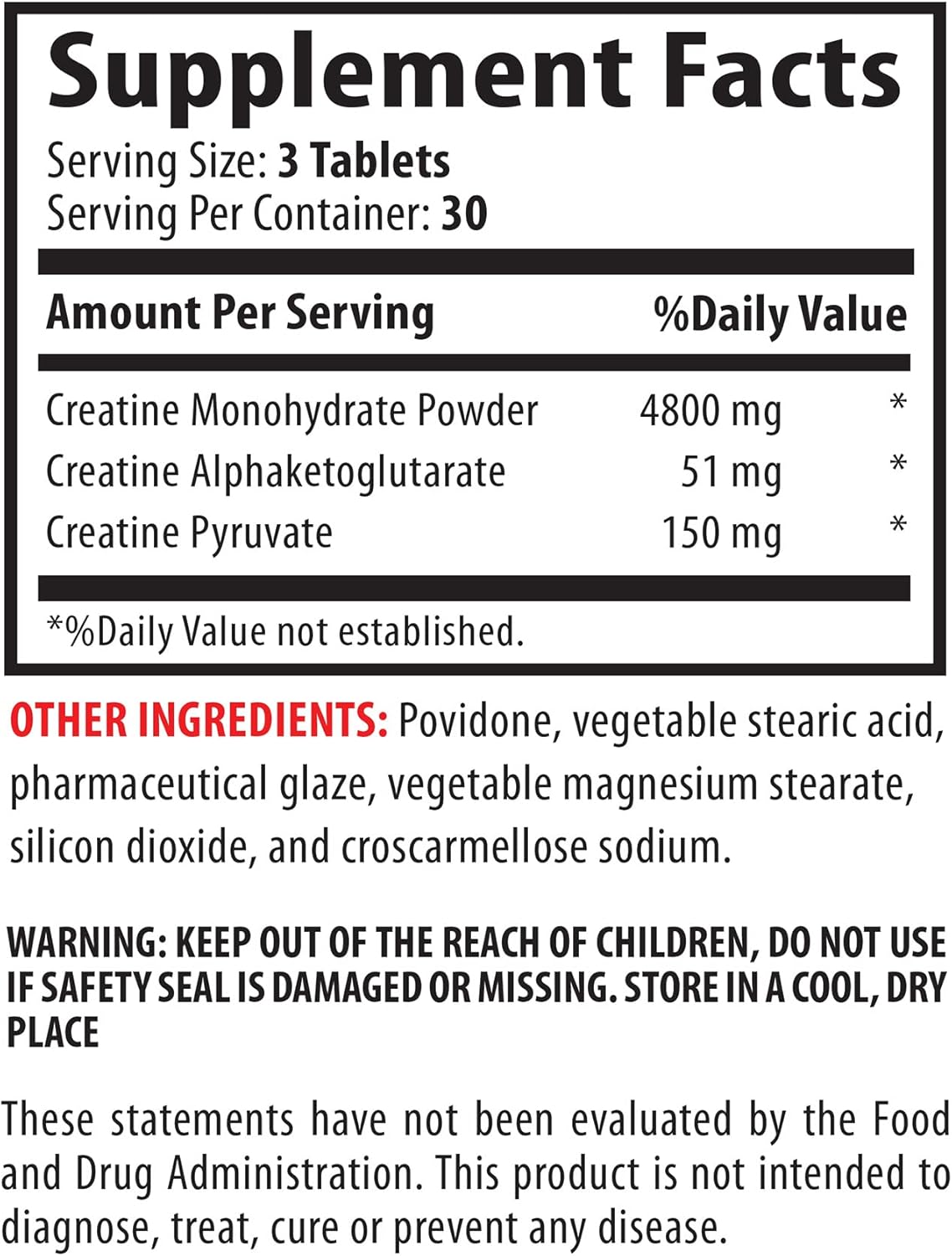 Premium Blend VIP VITAMINS Creatine Tri-phase Supplement for Men and Women - 90 Tablets - Monohydrate, Pyruvate, Alphaketoglutarate Formula