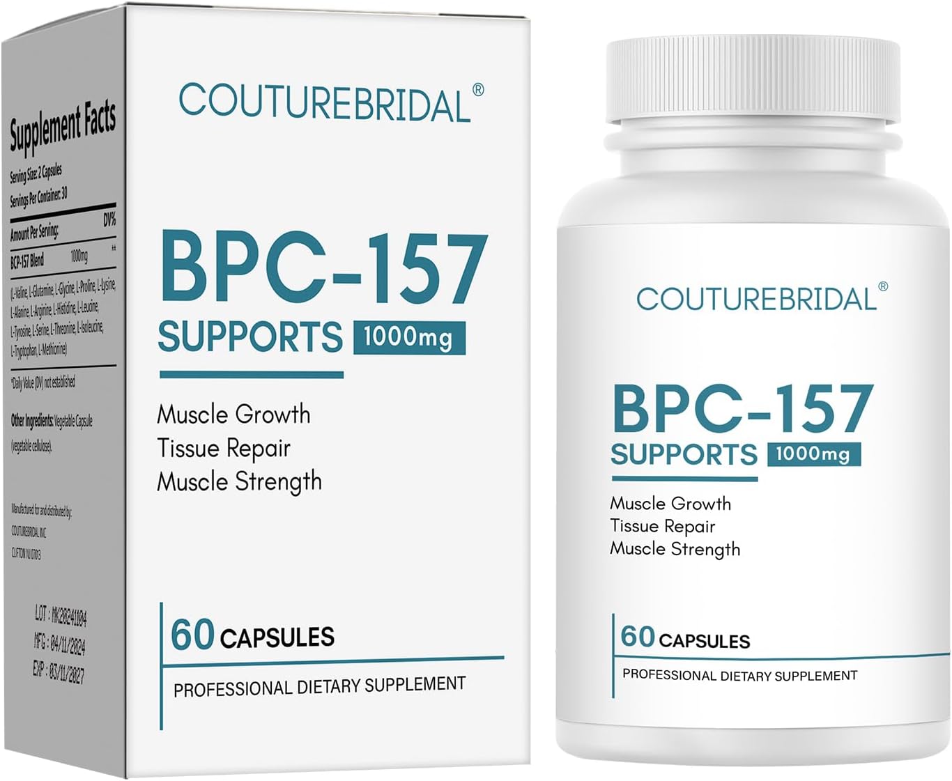 Premium COUTUREBRIDAL 1000mcg Muscle & Workout Supplement 60 Capsules - Single Pack