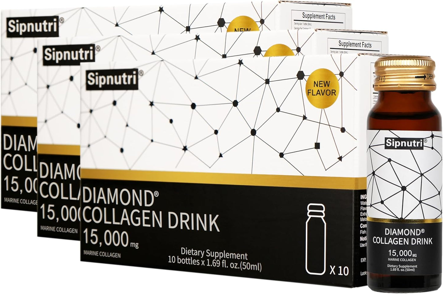 Premium Diamond Collagen Drink with Korean Panax Ginseng Extract - 18000 mg Liquid Supplement