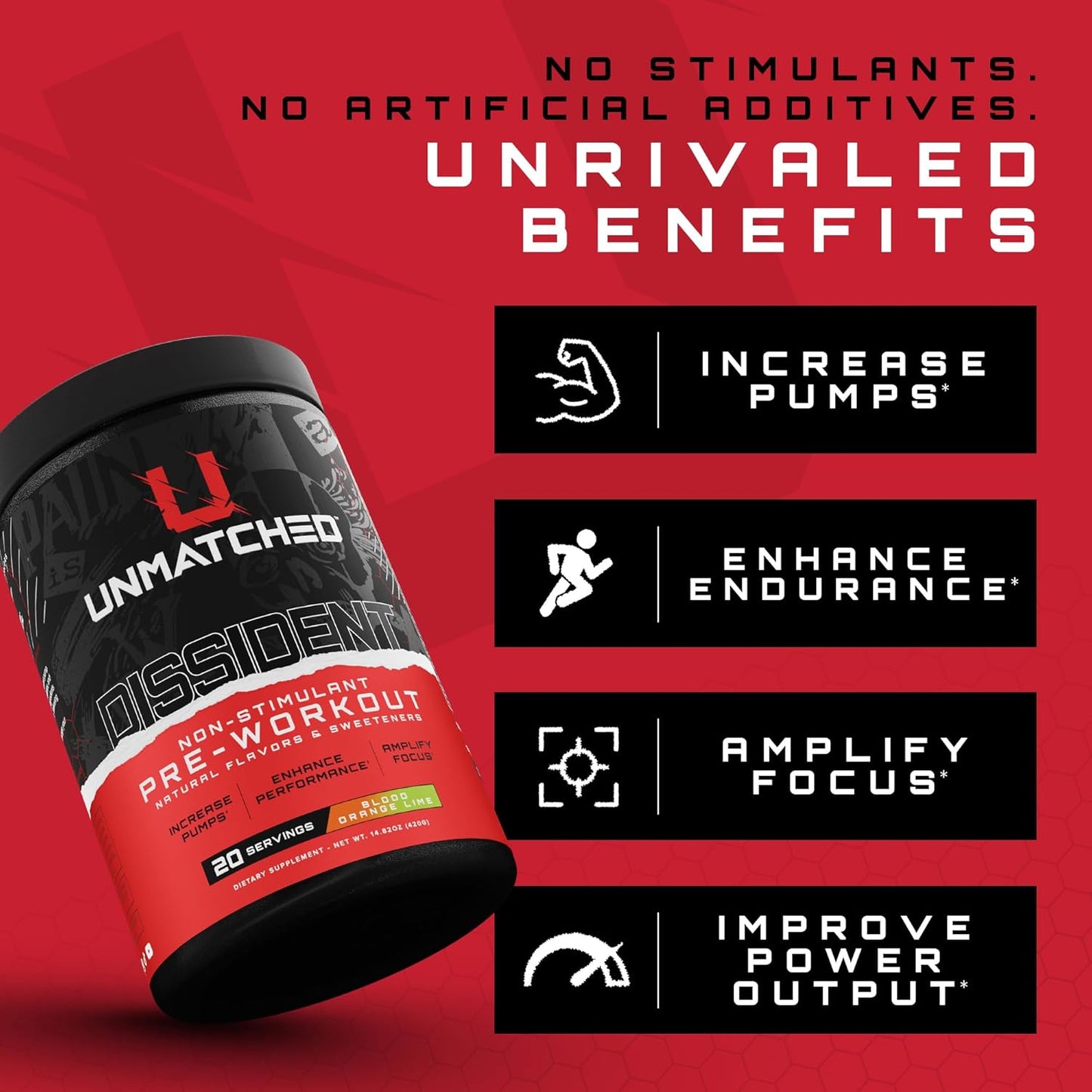 Premium Dissident Non Stimulant Pre Workout Powder - Citrulline, Beta Alanine, Peak ATP - Natural Flavors & Sweeteners - 20 Servings - Men & Women - Pink Lemonade Flavor