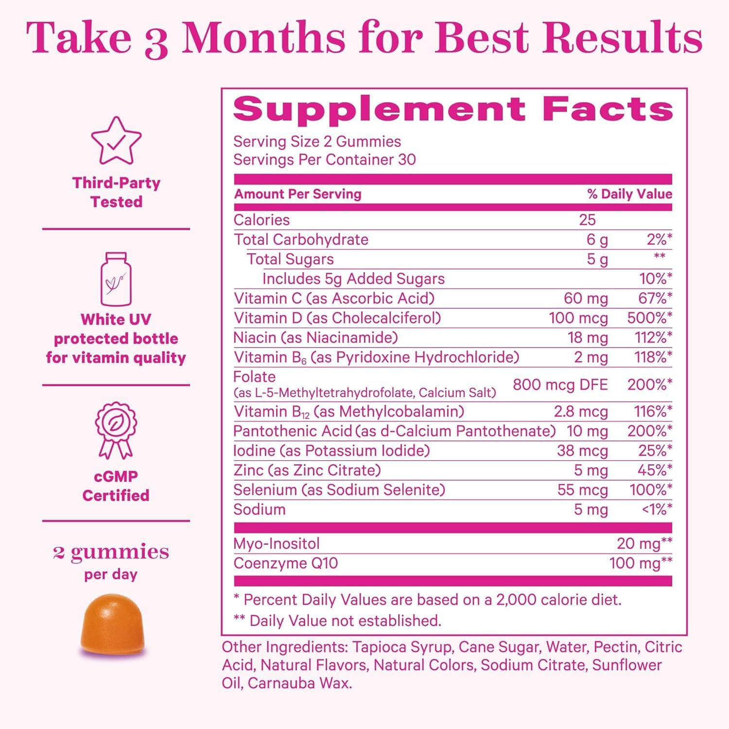 Premium Fertility and Feminine Balance Gummies for Women's Health with CoQ10, Folate, and Vitamins - Prenatal Conception Supplements for Ovulation and Menstrual Cycle Support