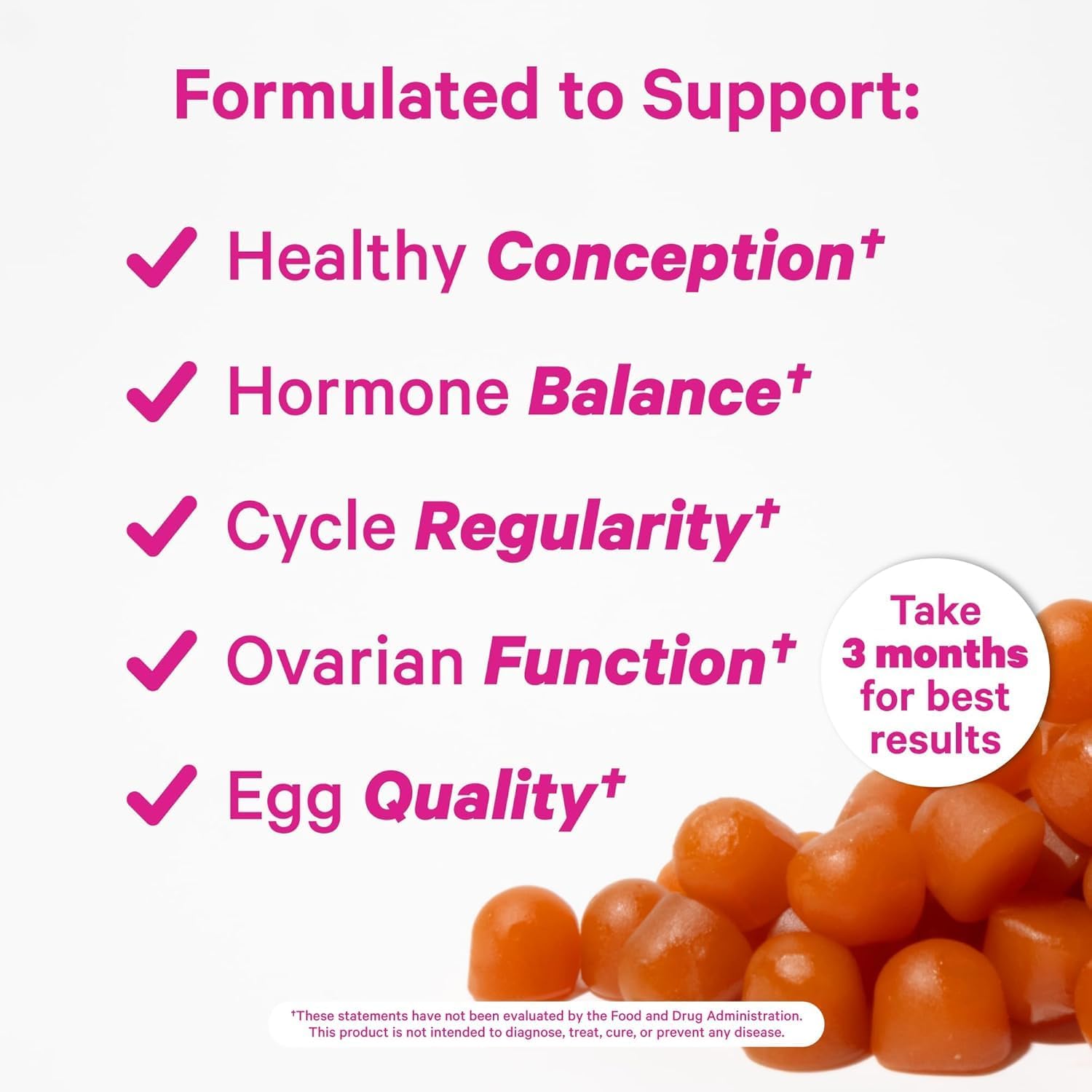 Premium Fertility and Feminine Balance Gummies for Women's Health with CoQ10, Folate, and Vitamins - Prenatal Conception Supplements for Ovulation and Menstrual Cycle Support
