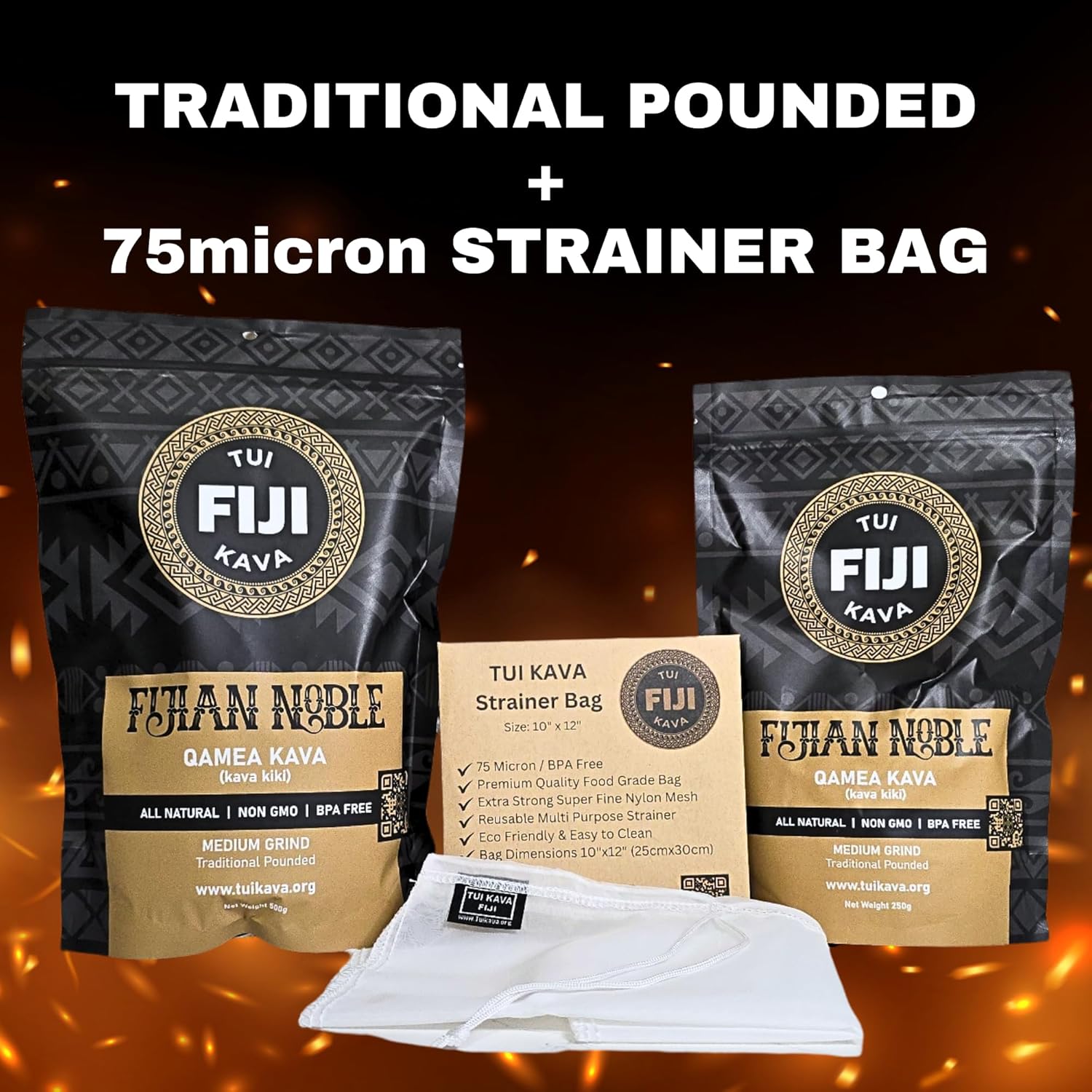 Premium Fijian Noble Kava Root Powder 250g - All Natural Stress Relief and Relaxation - Increase Focus and Improve Mood - Trial Size Medium Grind - Strainer Bag Needed