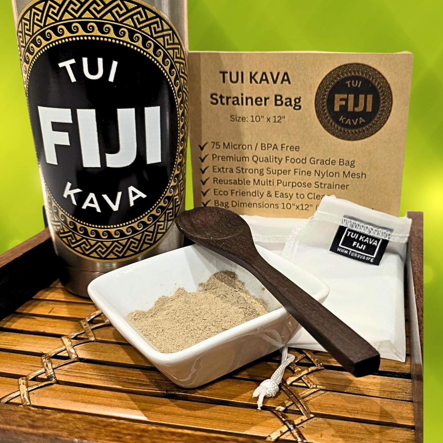 Premium Fijian Noble Kava Root Powder 250g - All Natural Stress Relief and Relaxation - Increase Focus and Improve Mood - Trial Size Medium Grind - Strainer Bag Needed