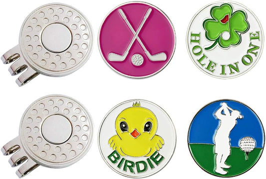 Premium Golf Ball Marker Value Set with Hat Clips for Men and Women Golfers - 4 Mixed Markers Included