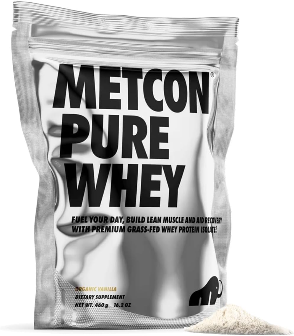 Premium Grass-Fed Whey Protein Isolate Powder with Organic Vanilla Flavor - 5 All-Natural Ingredients, No Fillers (460g)