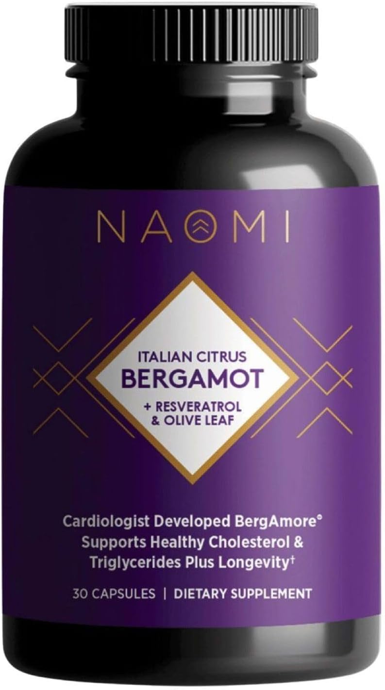 Premium Italian Citrus Bergamot with Resveratrol & Olive Leaf Capsules for Cholesterol Balance & Cellular Health
