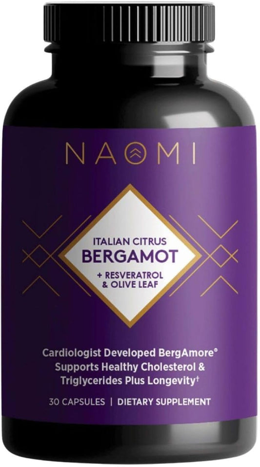 Premium Italian Citrus Bergamot with Resveratrol & Olive Leaf Capsules for Cholesterol Balance & Cellular Health