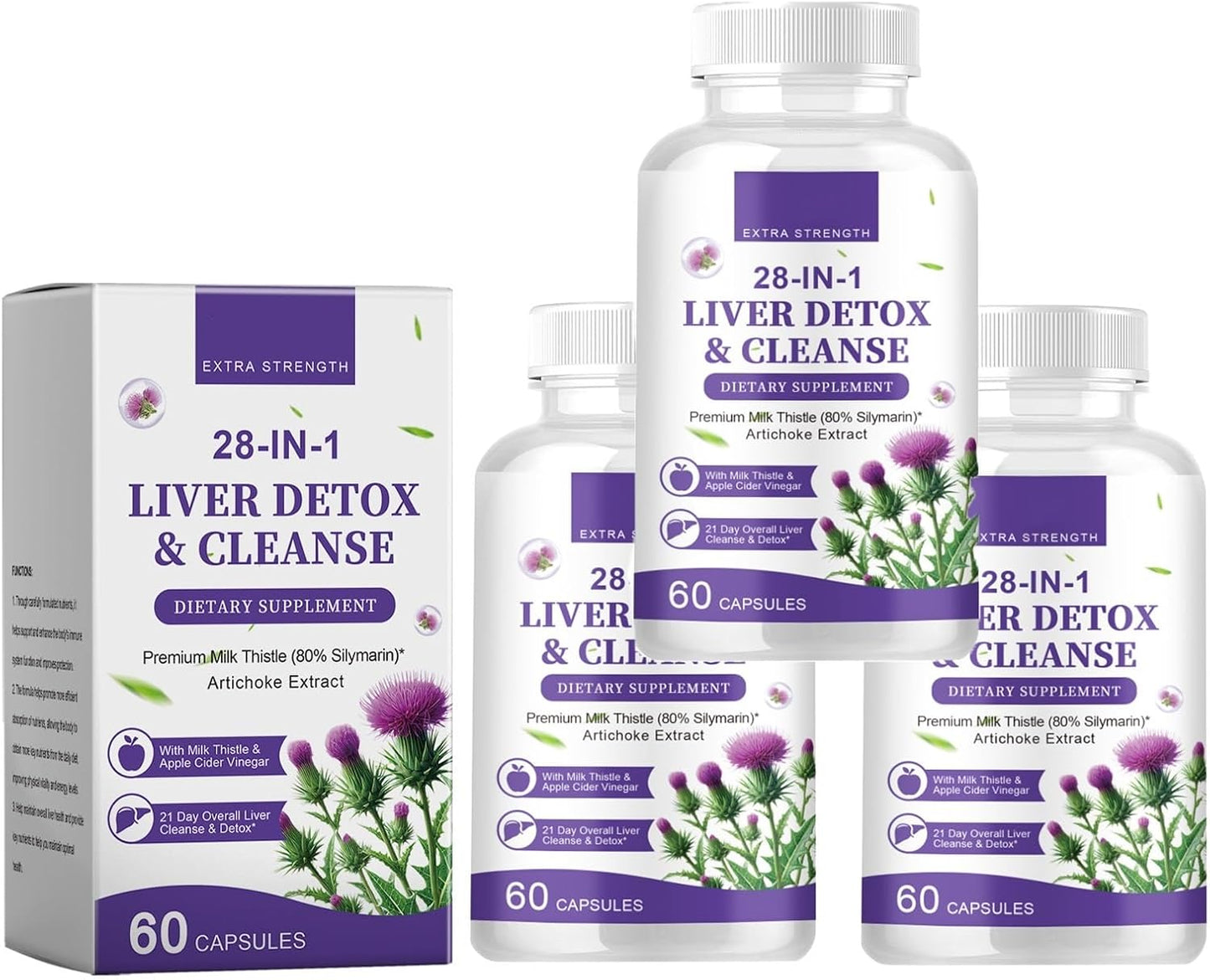 Premium Milk Thistle Complex Dietary Supplement - Supports Liver Function & Cleansing - 80% Silymarin Flavonoids - 60 Tablets (3 Count, Pack of 3)