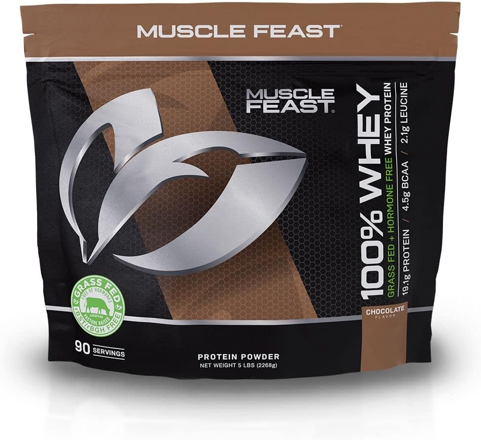 Premium Muscle Feast Chocolate Whey Protein + Lemon Lime Creatine Candy Bundle - 5lb Protein, 360 Creatine - Vegetarian & Gluten-Free