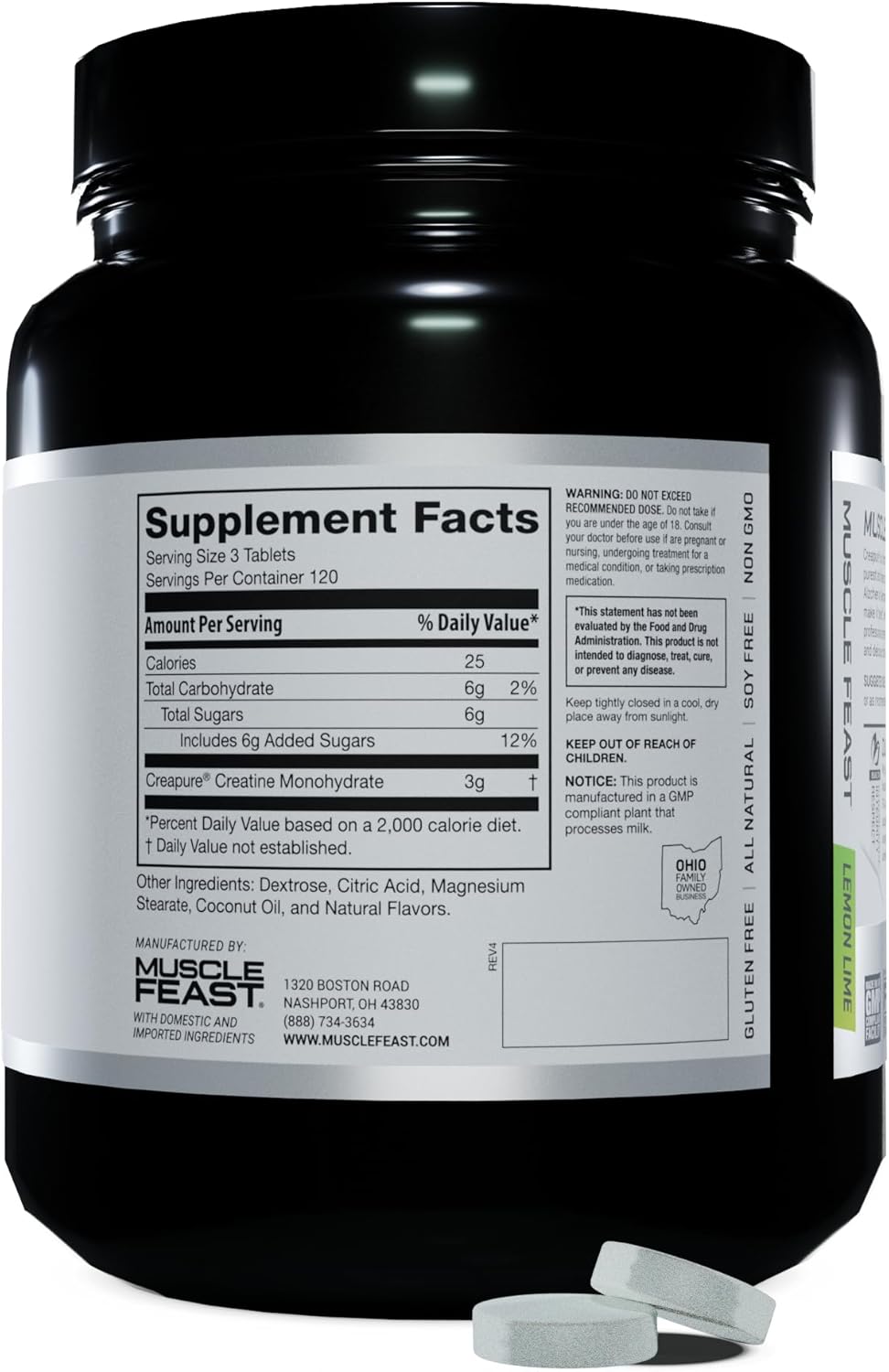 Premium Muscle Feast Chocolate Whey Protein + Lemon Lime Creatine Candy Bundle - 5lb Protein, 360 Creatine - Vegetarian & Gluten-Free