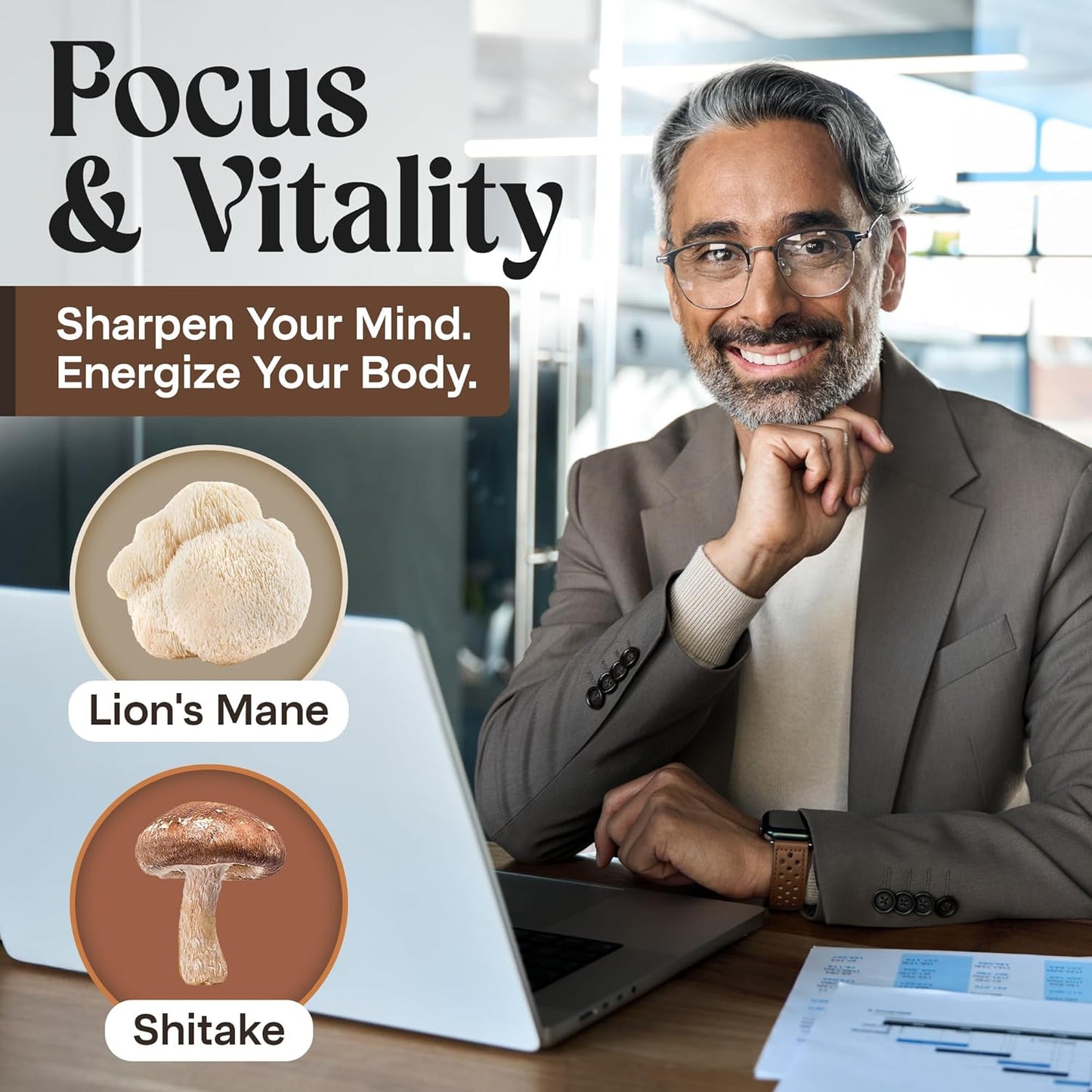 Premium NAO Zen 10-in-1 Mushroom Gummies: Brain, Immune & Energy Support - Reishi, Lion’s Mane, Chaga, Cordyceps, Shiitake, Maitake & Turkey Tail - Non-GMO, Vegan, USA Made