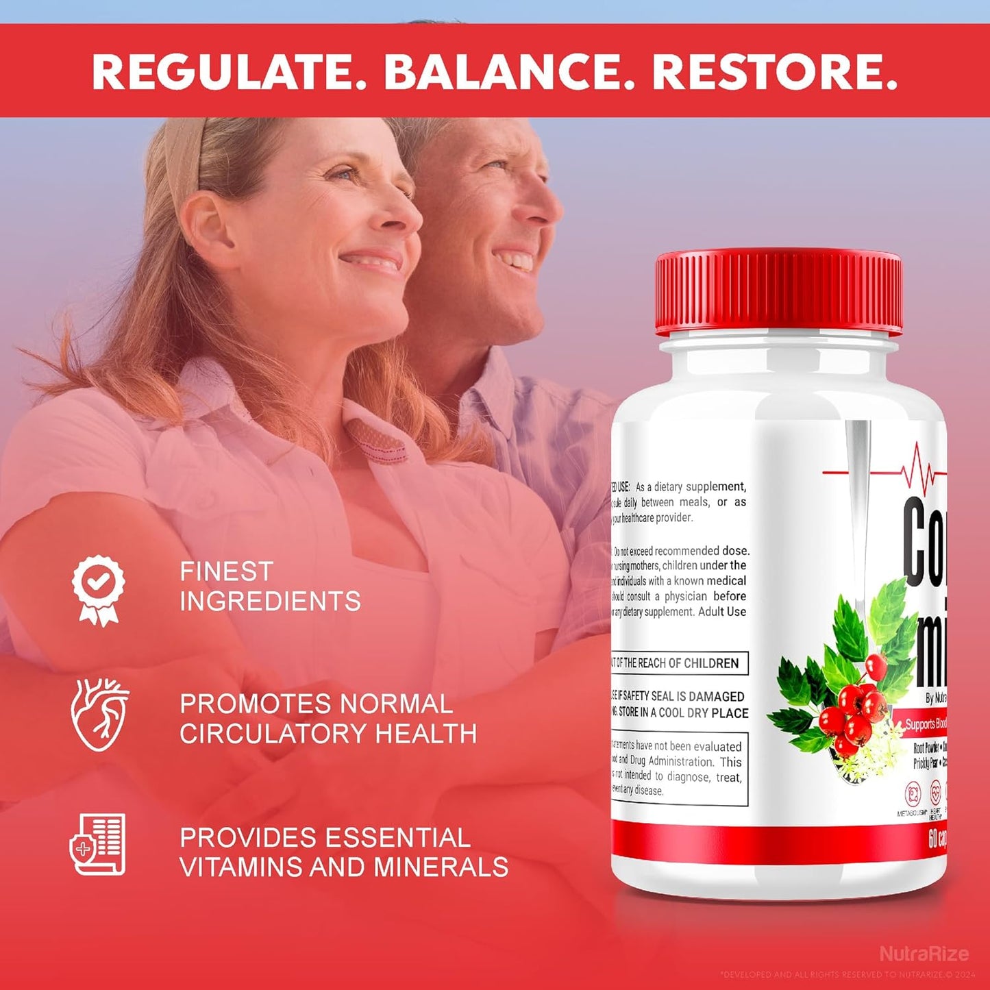 Premium NutraRize Coramin Capsules - All-Natural Maximum Strength Supplement for Healthy Blood Flow - 60 Capsules