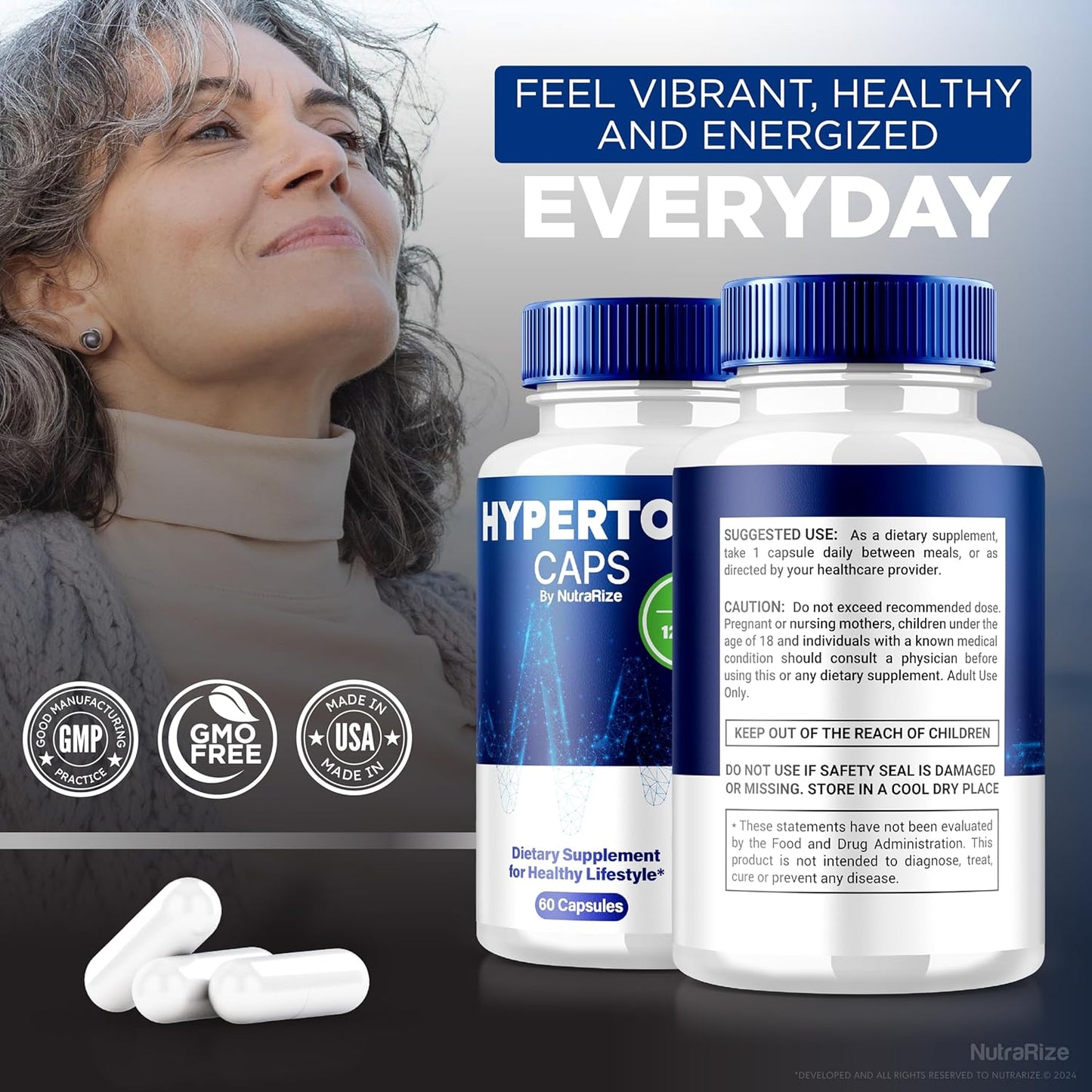 Premium NutraRize Hyperton Capsules: Natural Blood Vessel Cleaner Supplement for Health & Wellness (60 Capsules)