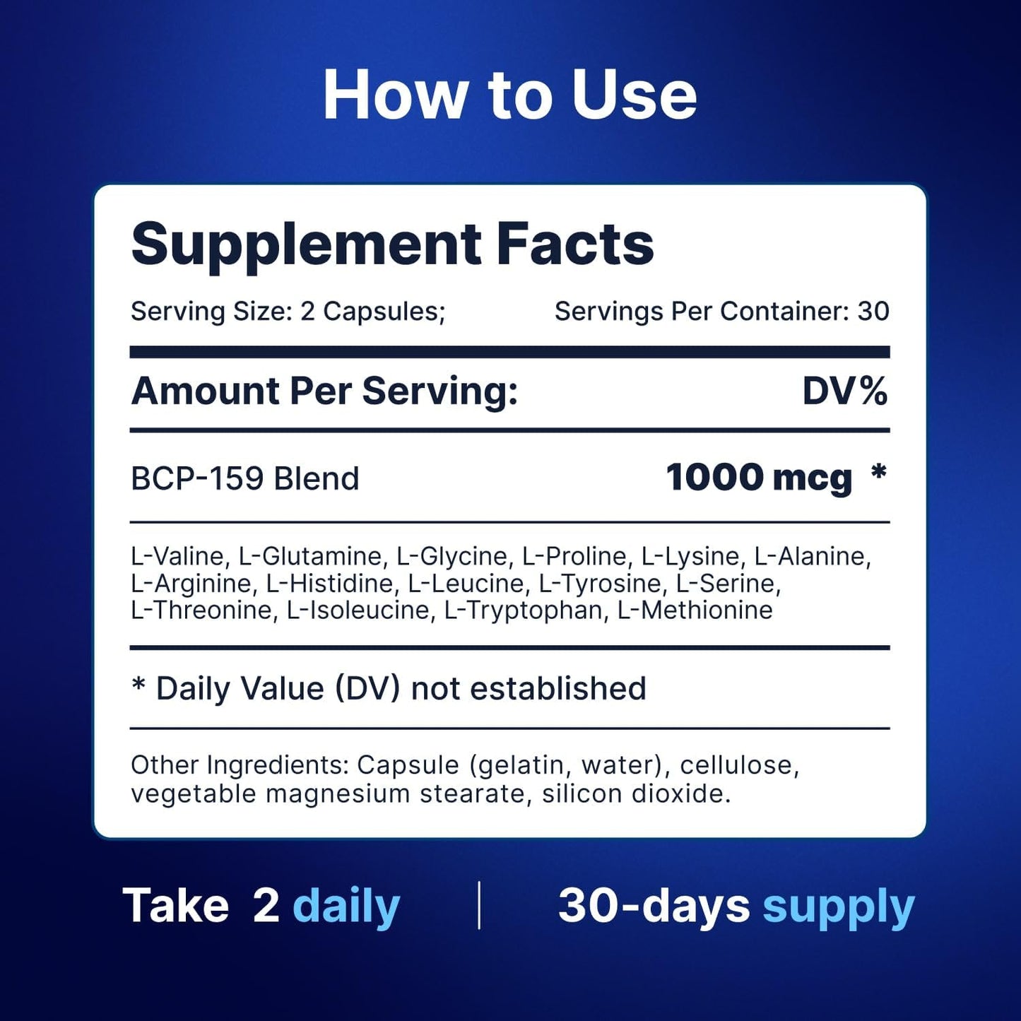 Premium Quality HealMeal BCP-159 Capsules for Muscle Recovery & Post Workout Support - High Potency Formula Made in USA | 60 Capsules, 1000 mcg